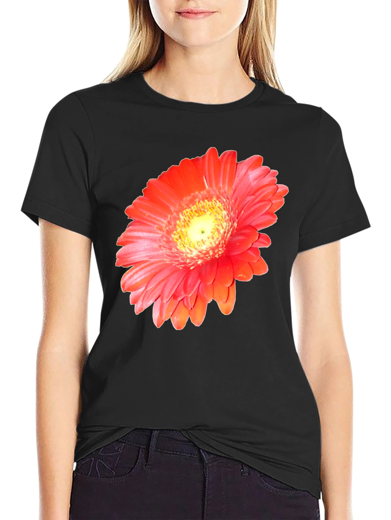 Bold Floral Graphic Black T-Shirt