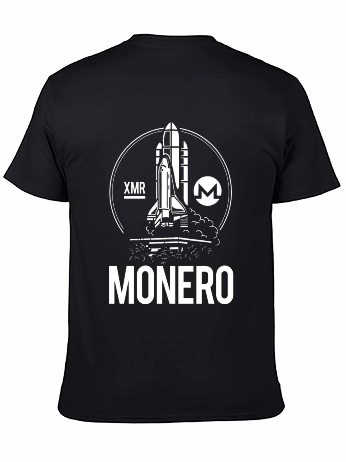 Monero Crypto Black T-Shirt - Space Shuttle Design