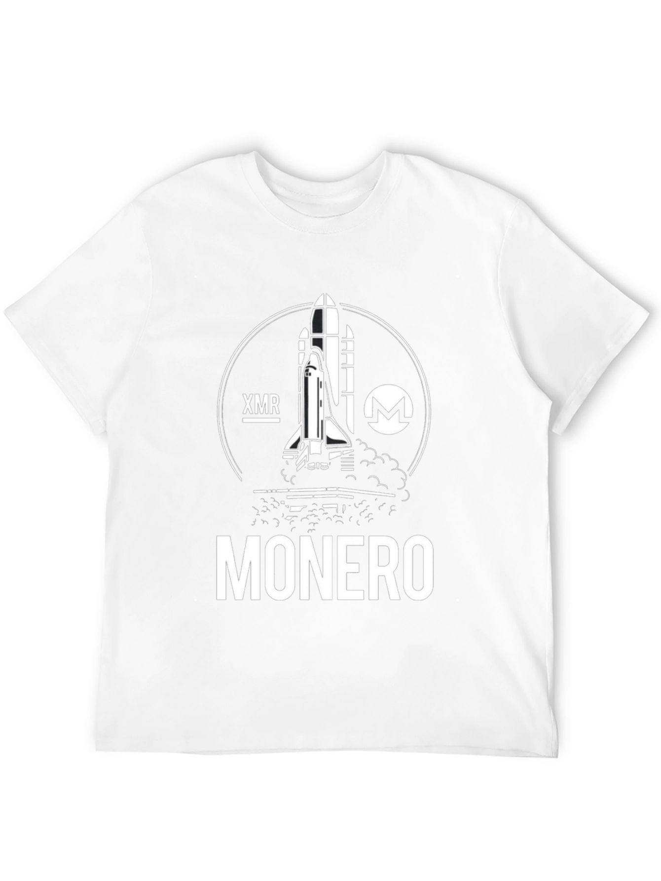 Monero Crypto Black T-Shirt - Space Shuttle Design