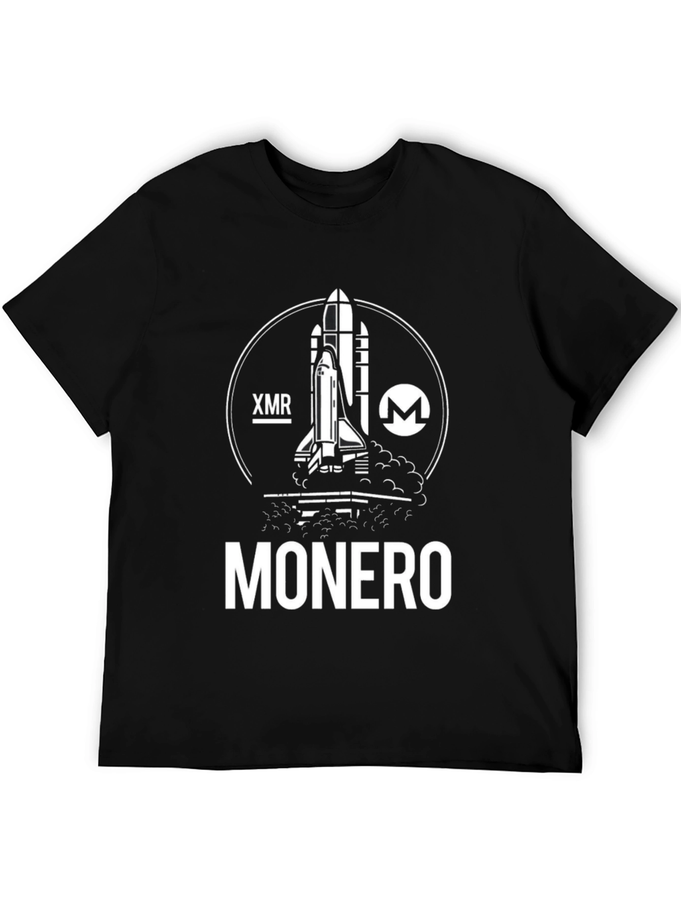 Monero Crypto Black T-Shirt - Space Shuttle Design