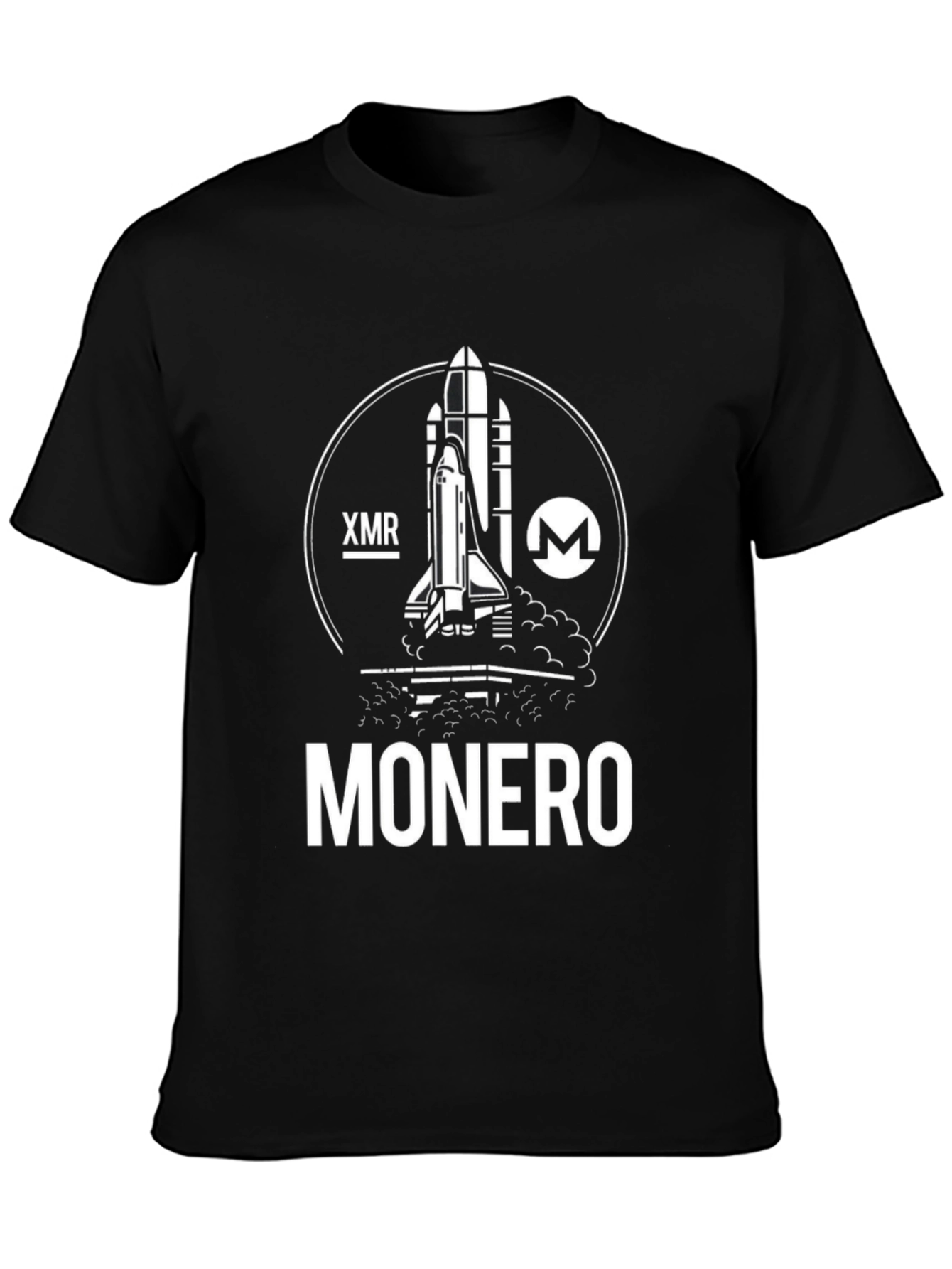 Monero Crypto Black T-Shirt - Space Shuttle Design