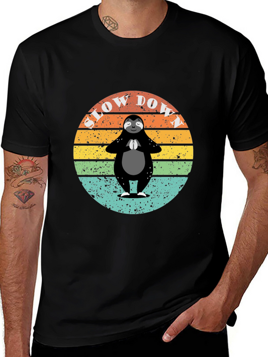 Retro Sloth Yoga T-Shirt - Slow Down