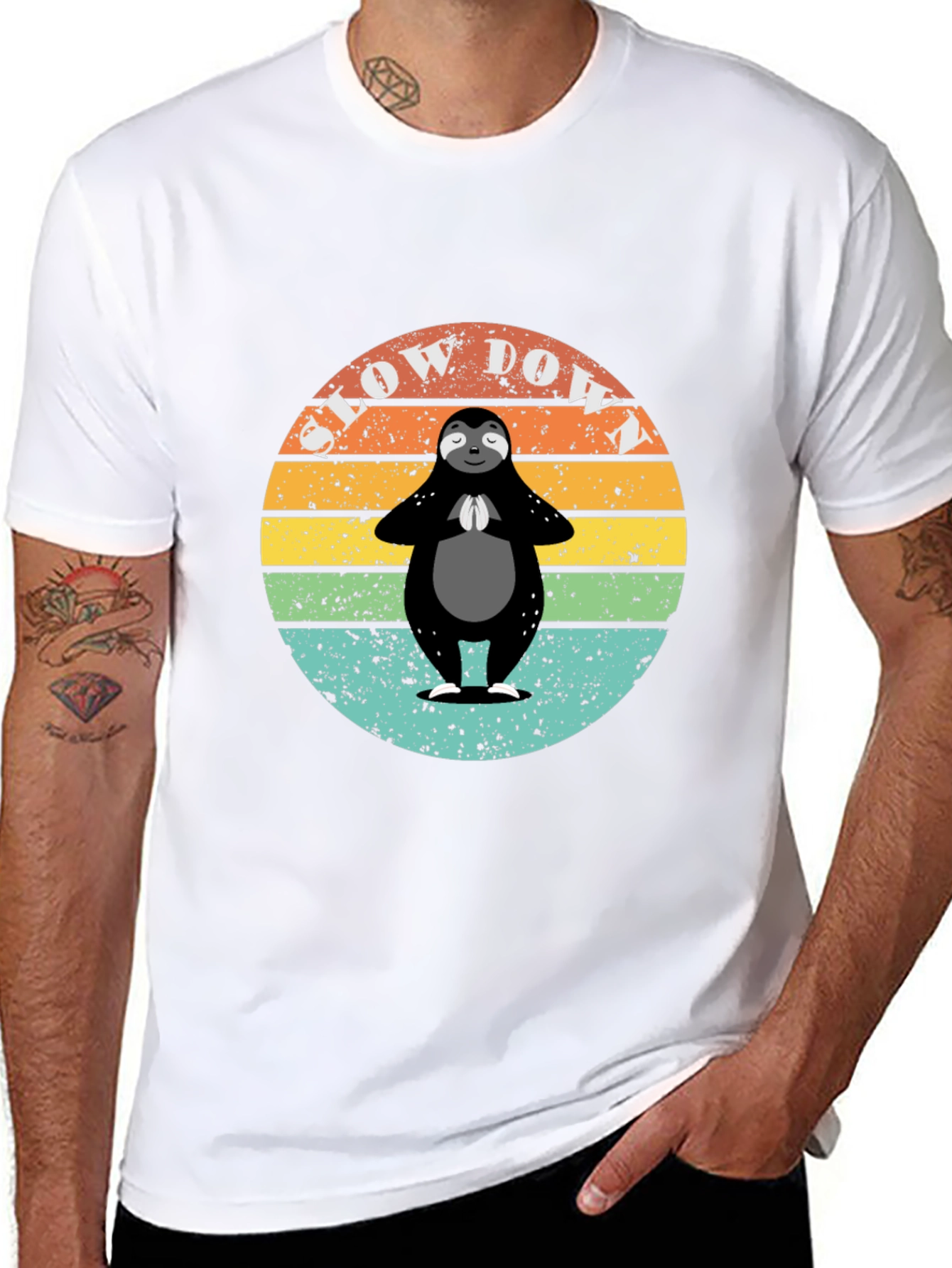 Retro Sloth Yoga T-Shirt - Slow Down