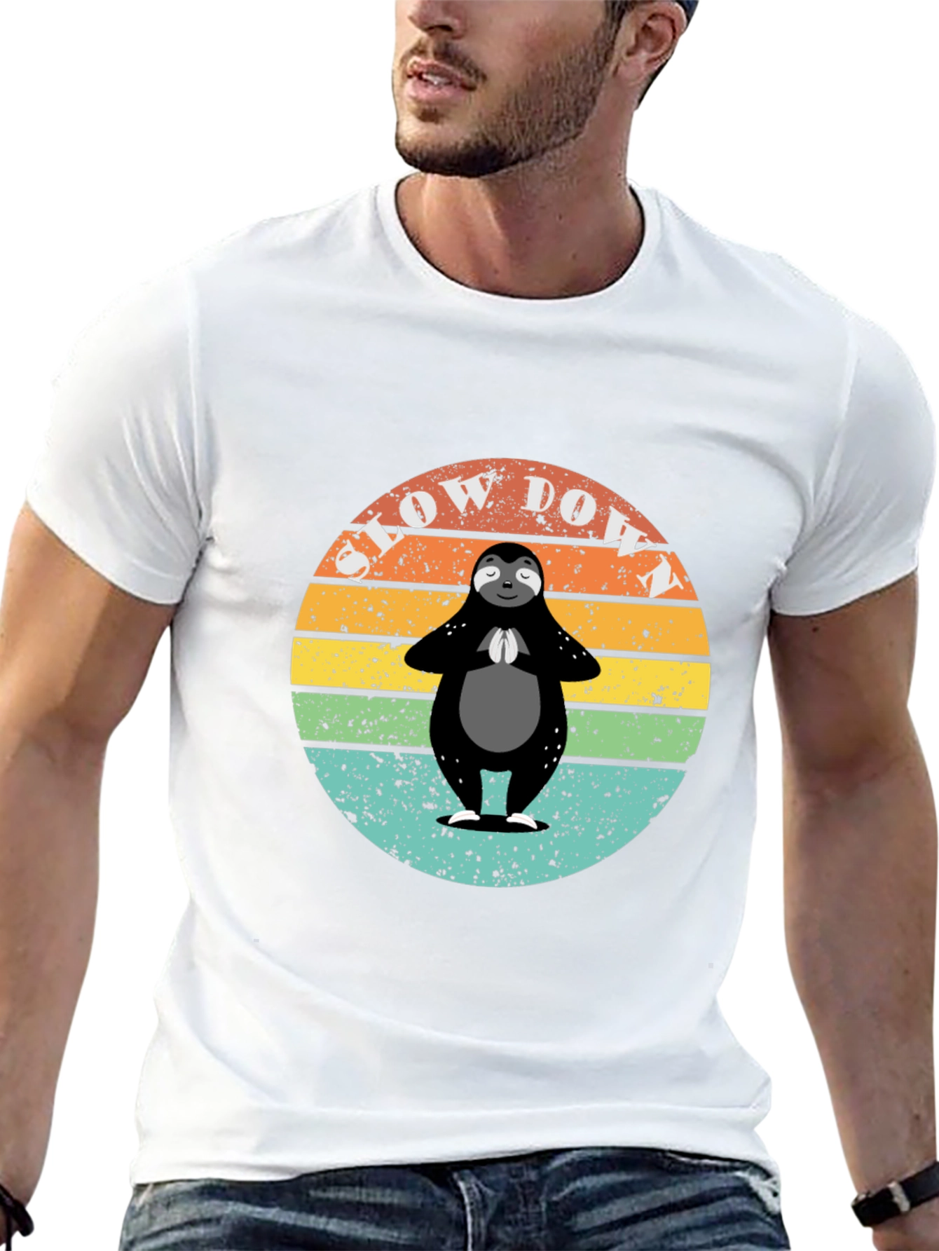 Retro Sloth Yoga T-Shirt - Slow Down