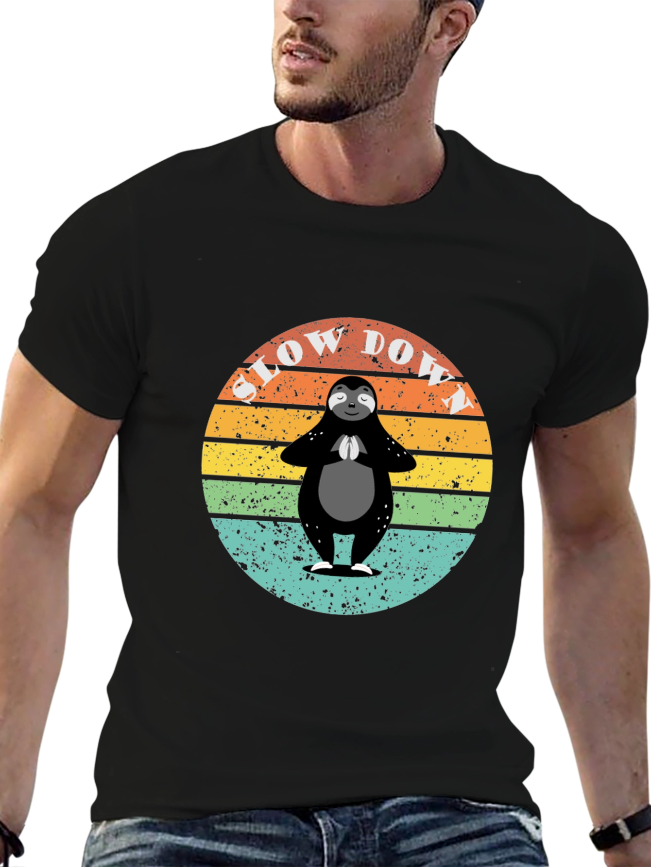 Retro Sloth Yoga T-Shirt - Slow Down