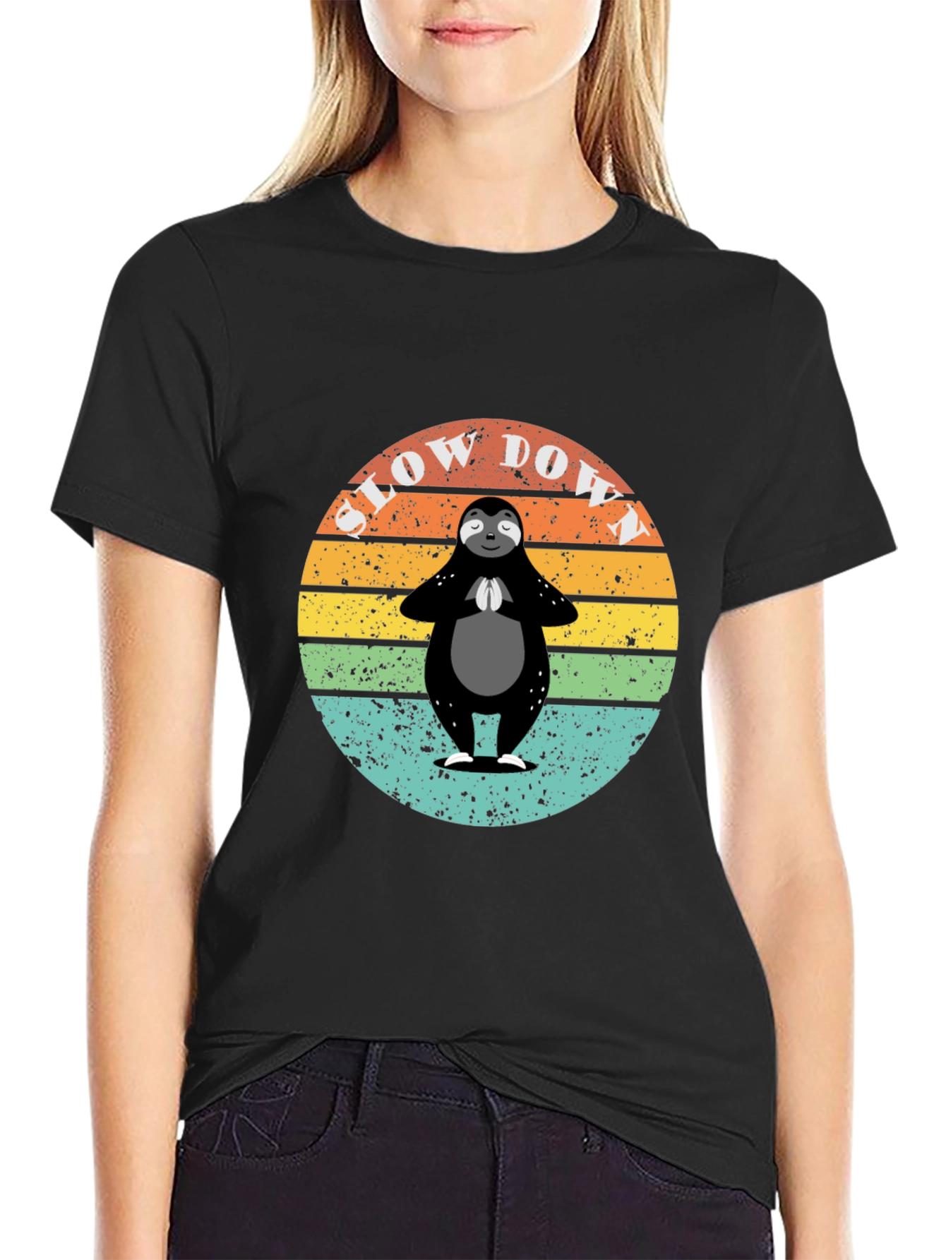 Retro Sloth Yoga T-Shirt - Slow Down