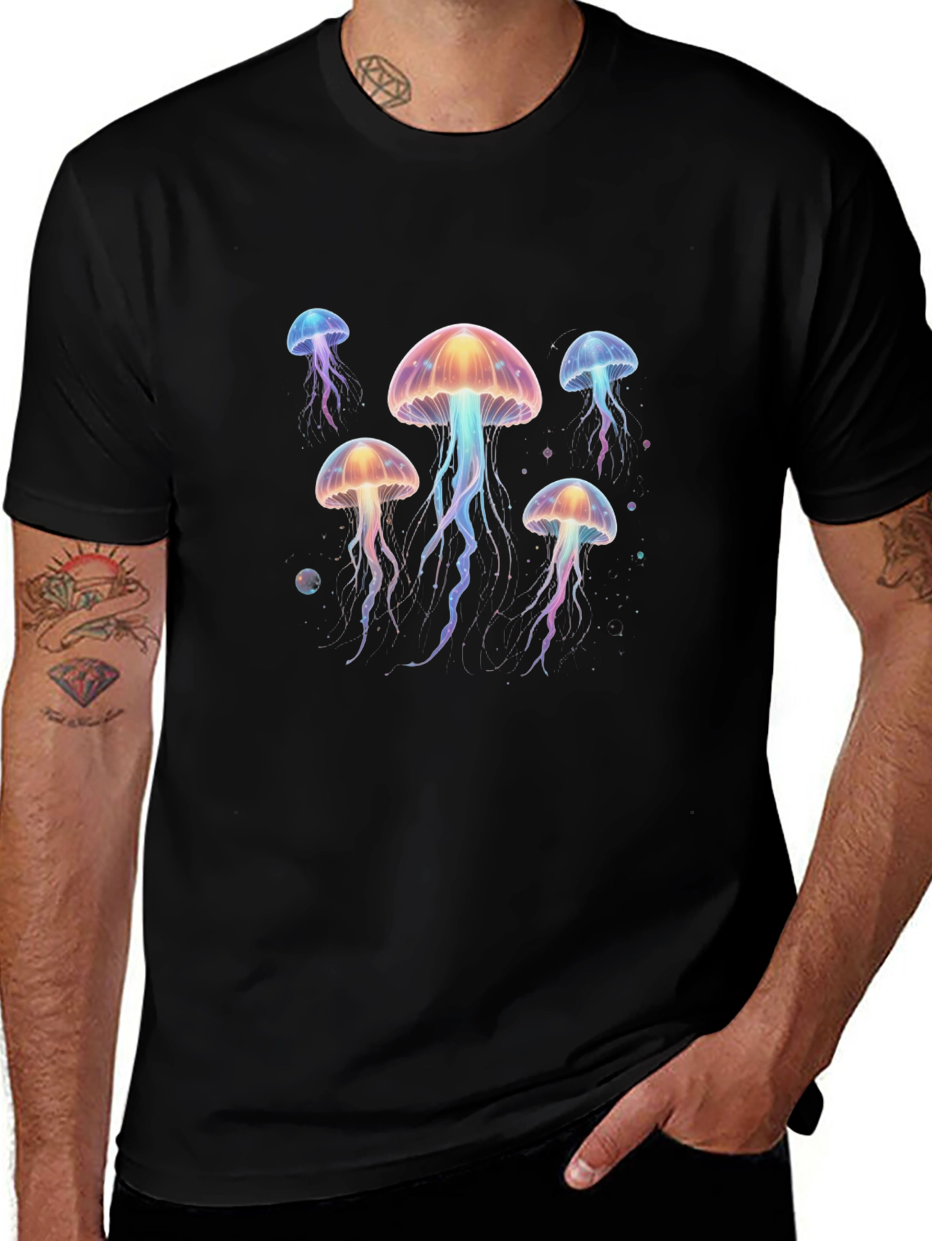 Jellyfish Graphic Print Black Tee