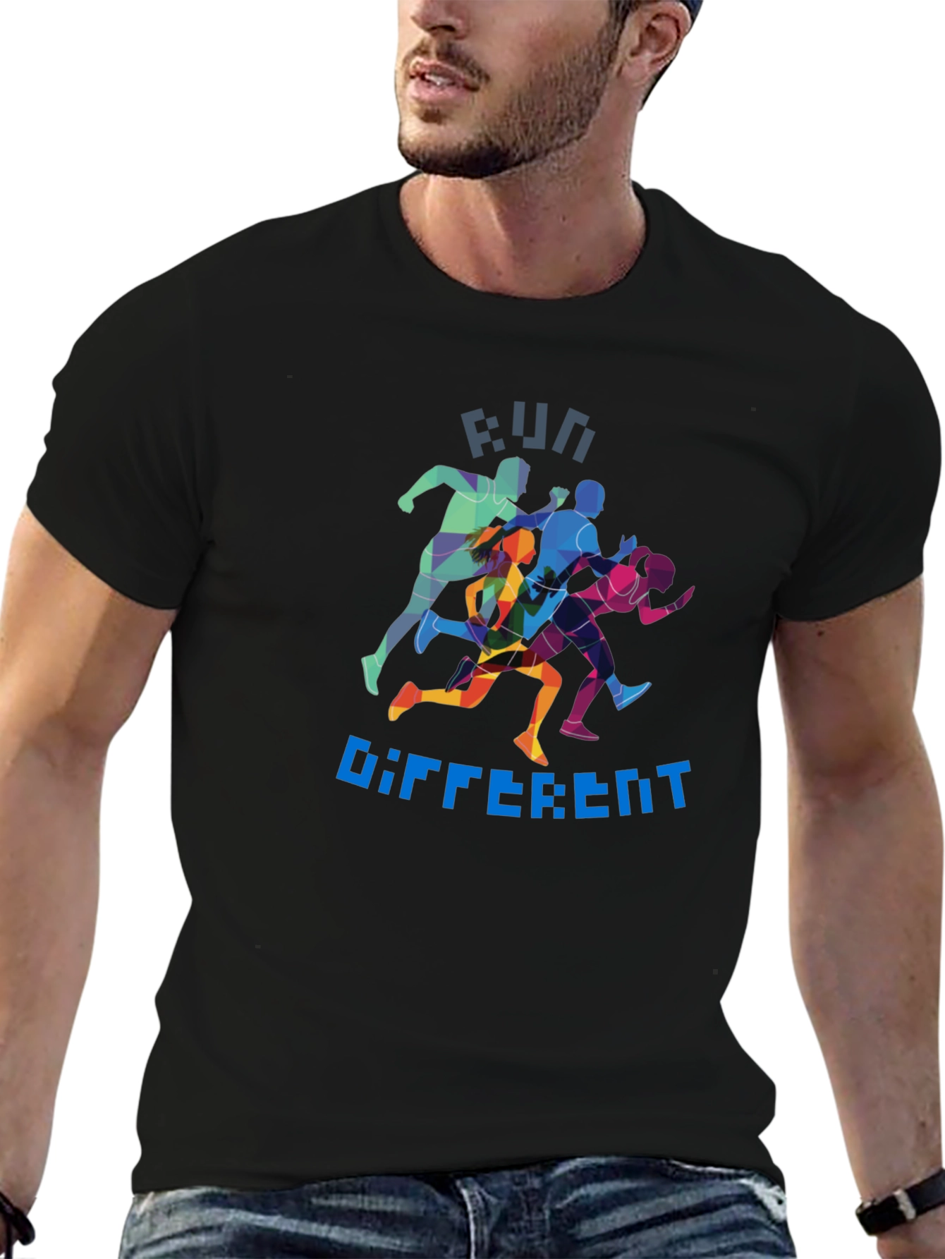 Run Different Graphic Tee - Black Crew Neck
