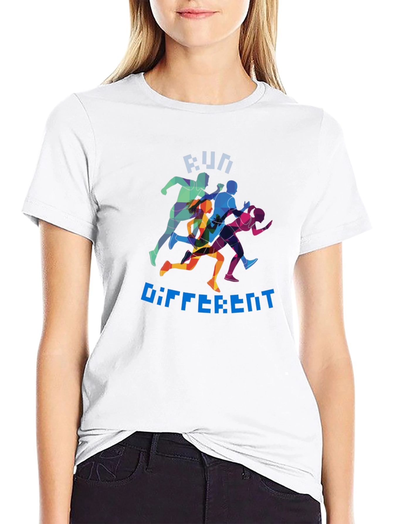 Run Different Graphic Tee - Black Crew Neck