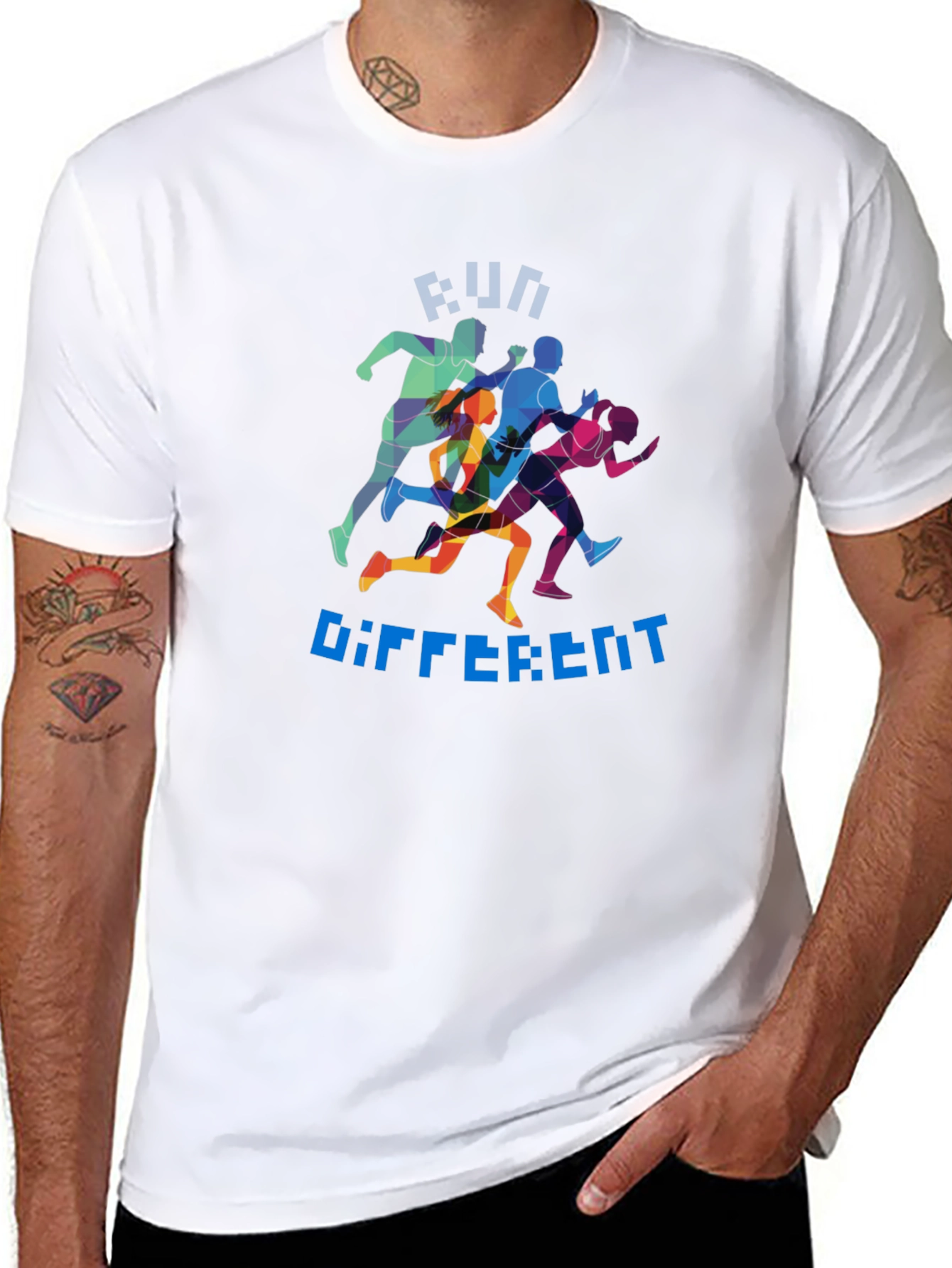 Run Different Graphic Tee - Black Crew Neck