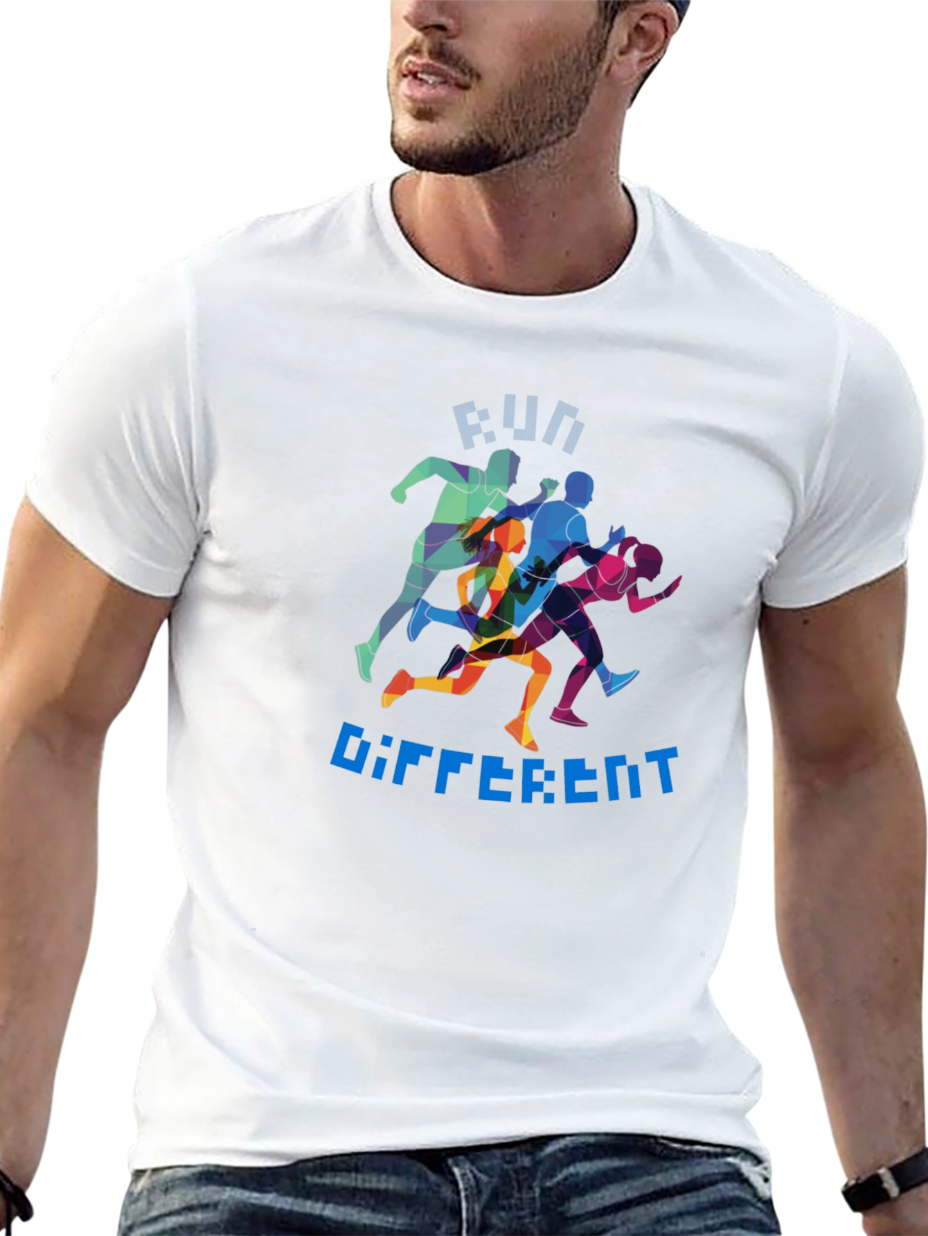 Run Different Graphic Tee - Black Crew Neck