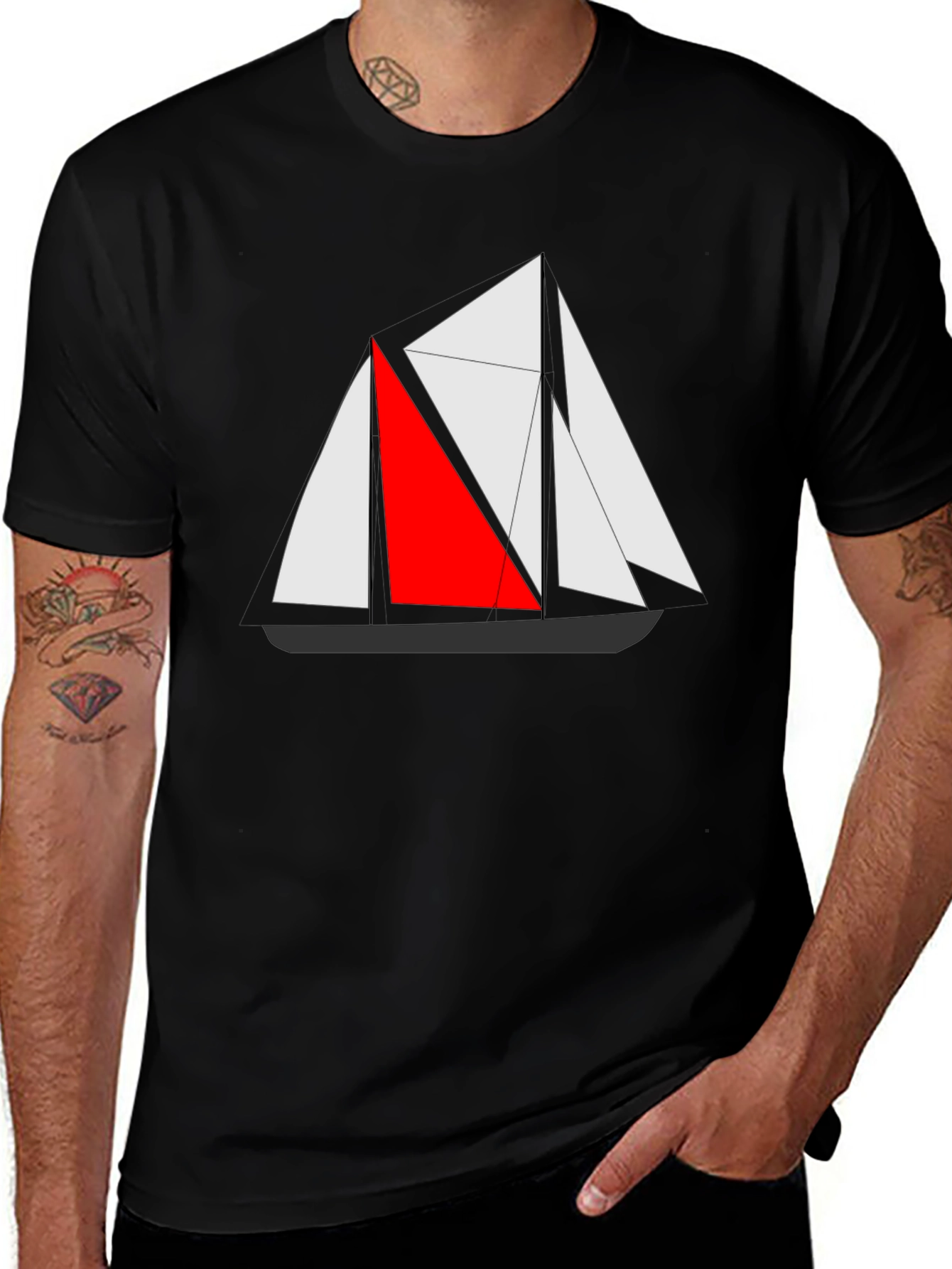 Sailboat Graphic Tee - Mens Black T-Shirt