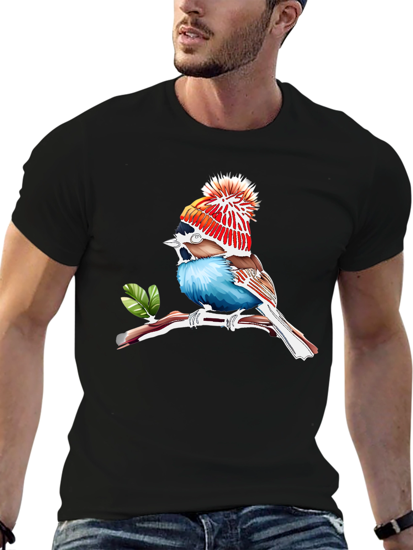 Whimsical Bird Graphic Tee - Unique Animal Print T-Shirt