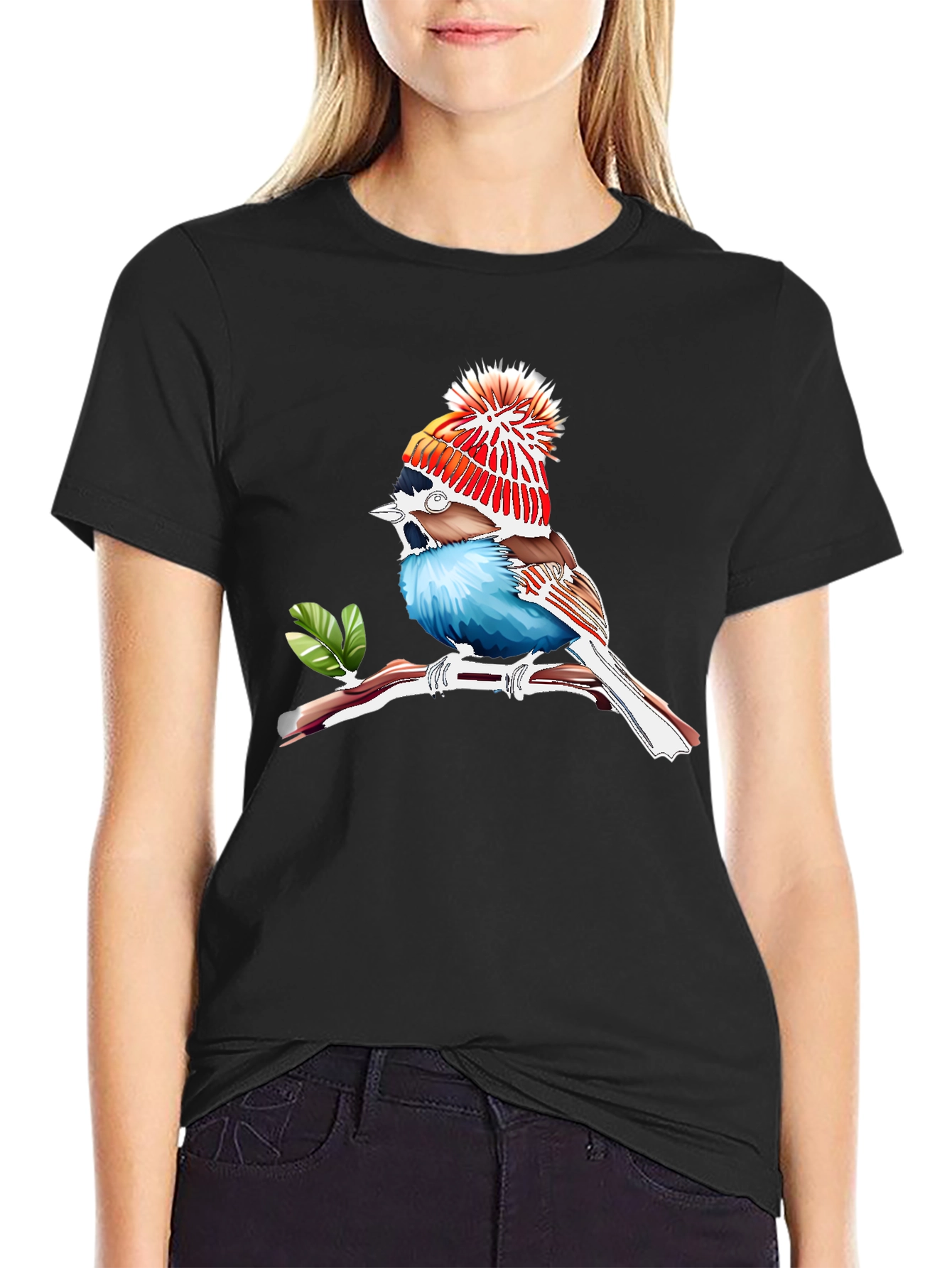 Whimsical Bird Graphic Tee - Unique Animal Print T-Shirt