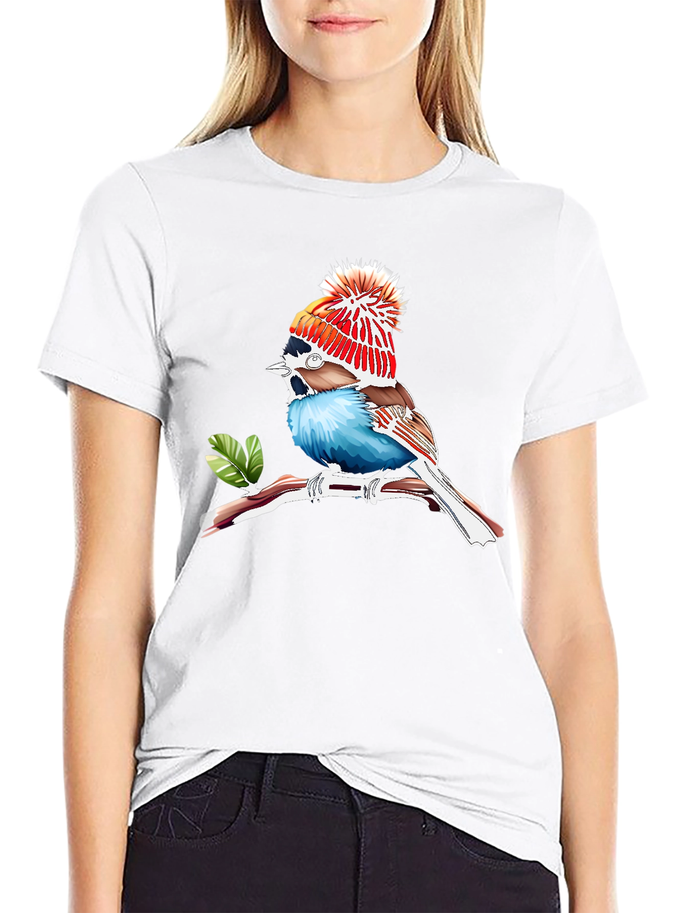 Whimsical Bird Graphic Tee - Unique Animal Print T-Shirt