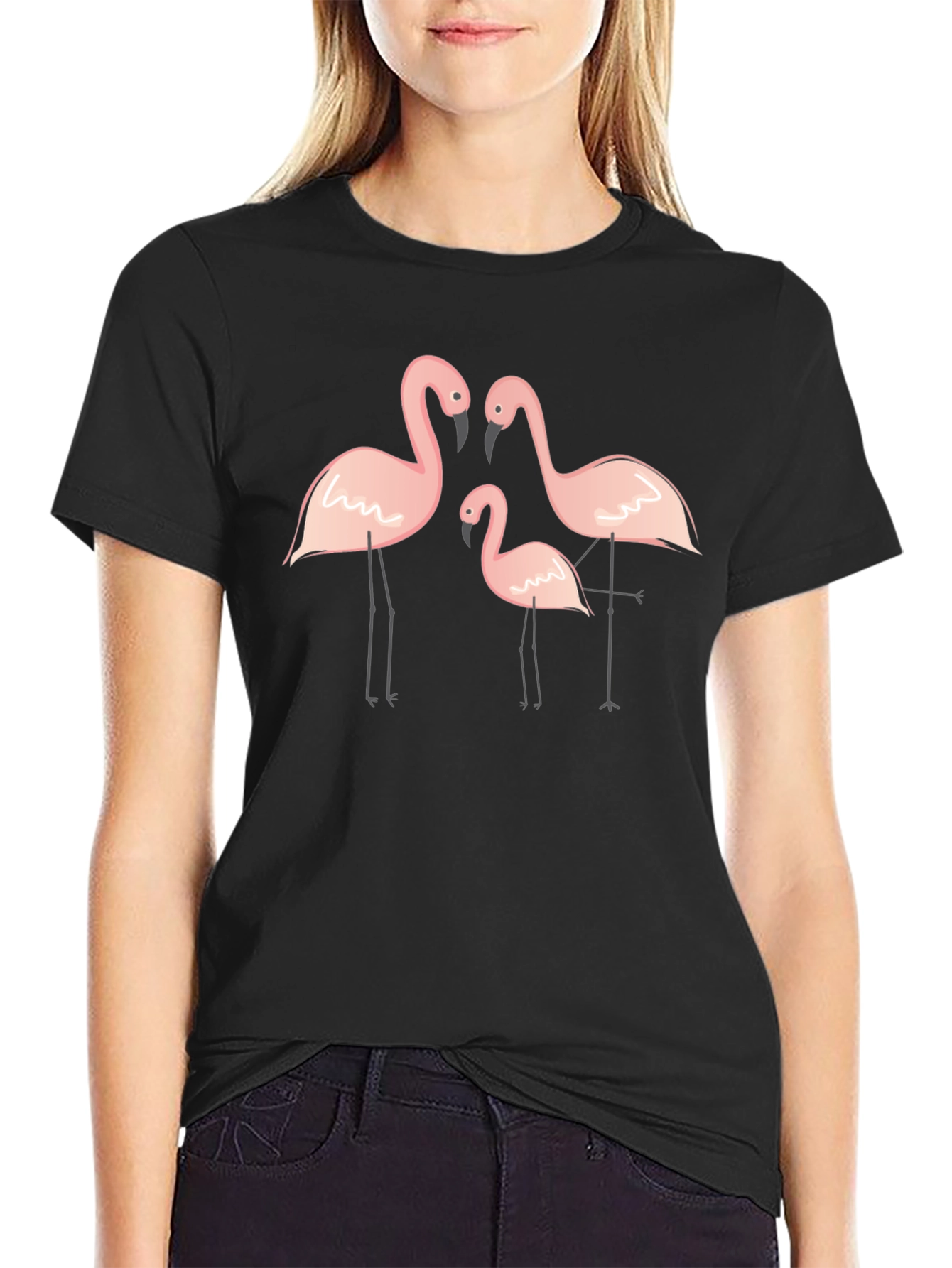 Flamingo Family Black T-Shirt