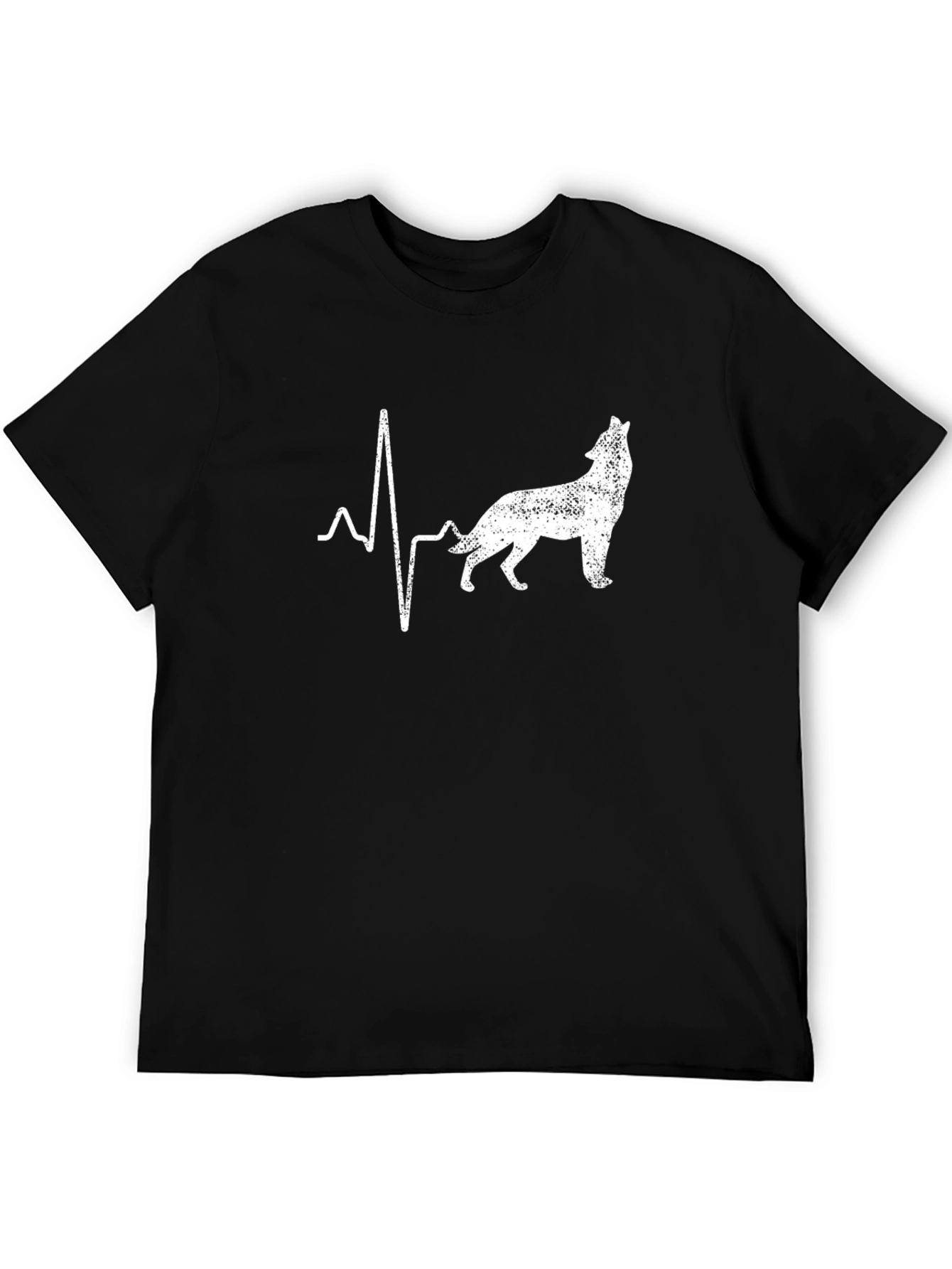 Wolf Heartbeat T-Shirt - Black Animal Graphic Tee