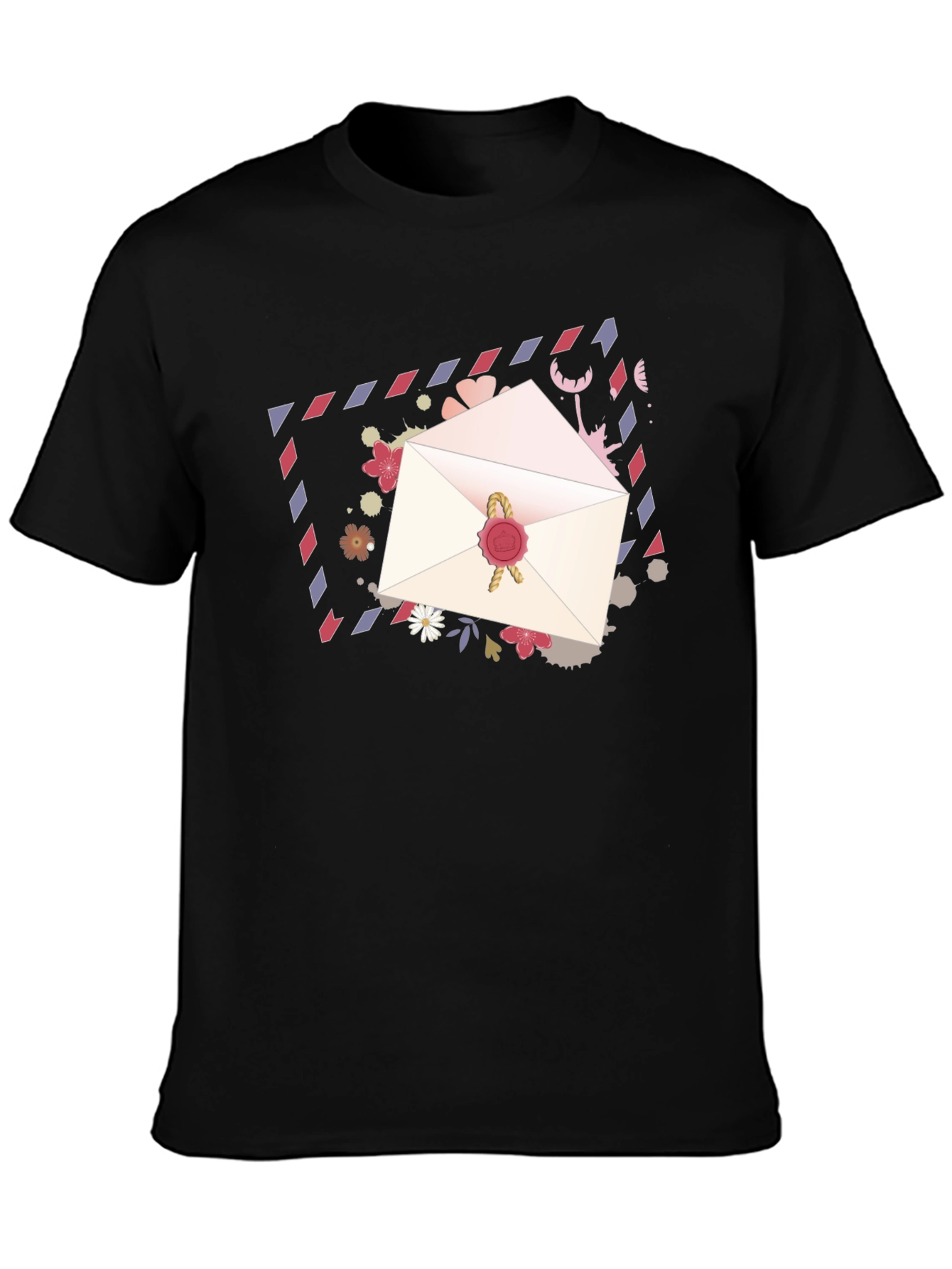 Romantic Letter Graphic Tee - Stylish Black T-Shirt