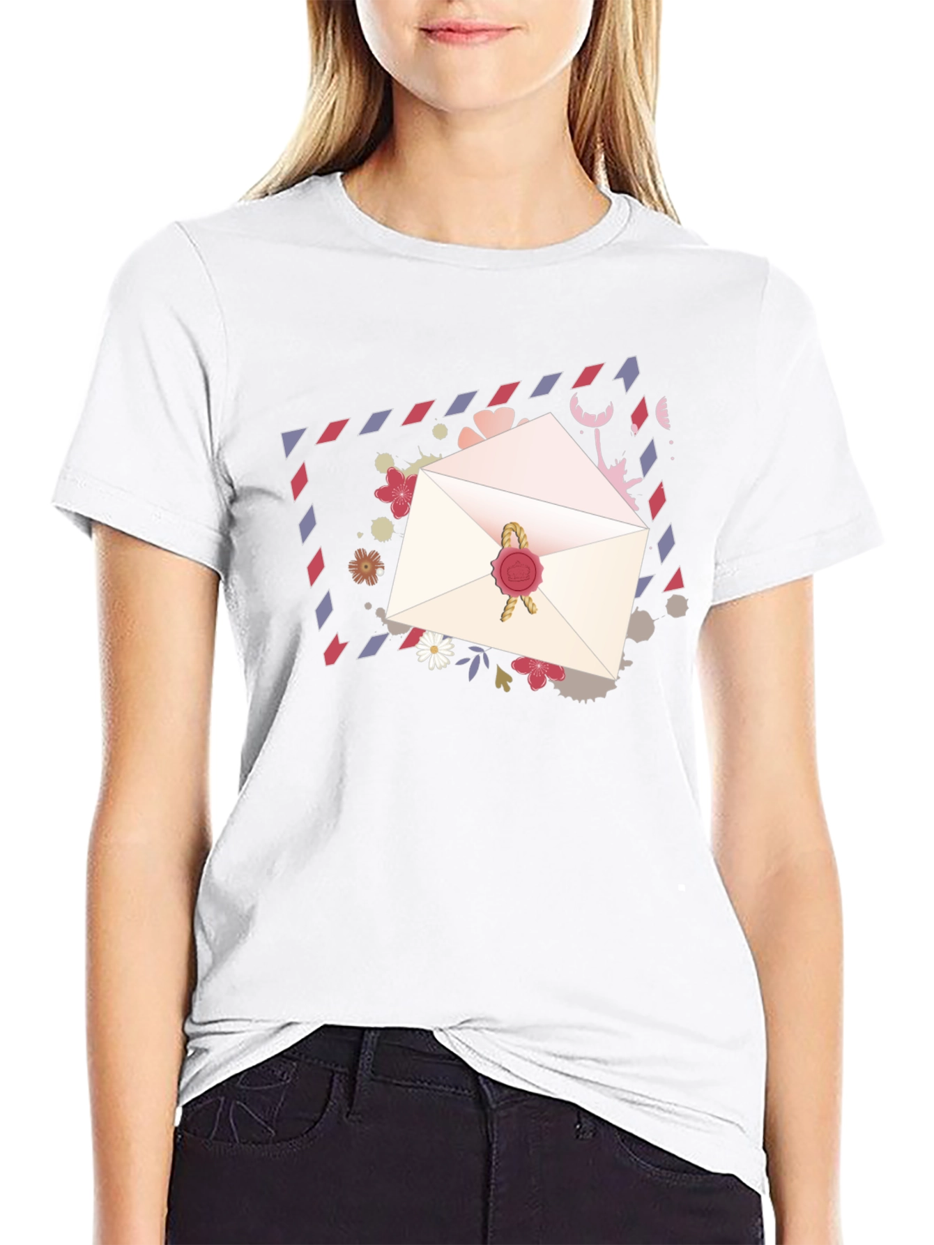Romantic Letter Graphic Tee - Stylish Black T-Shirt
