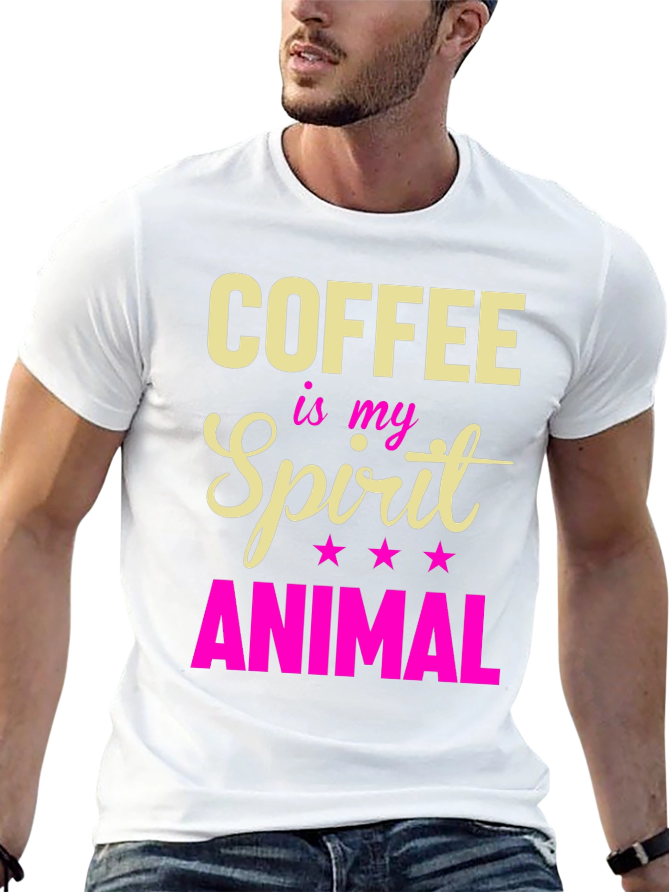 Coffee is My Spirit Animal Graphic Tee - Black
