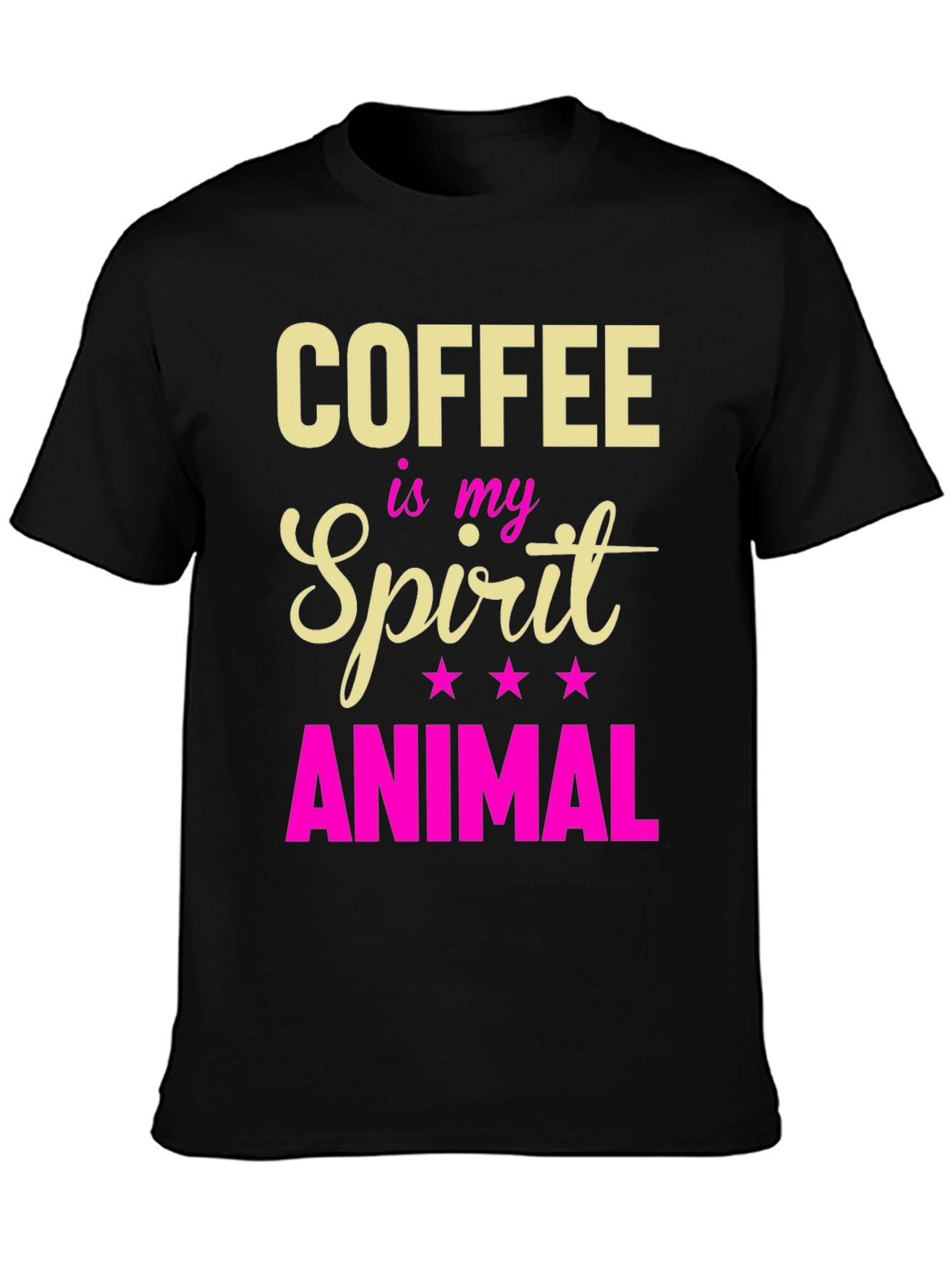 Coffee is My Spirit Animal Graphic Tee - Black