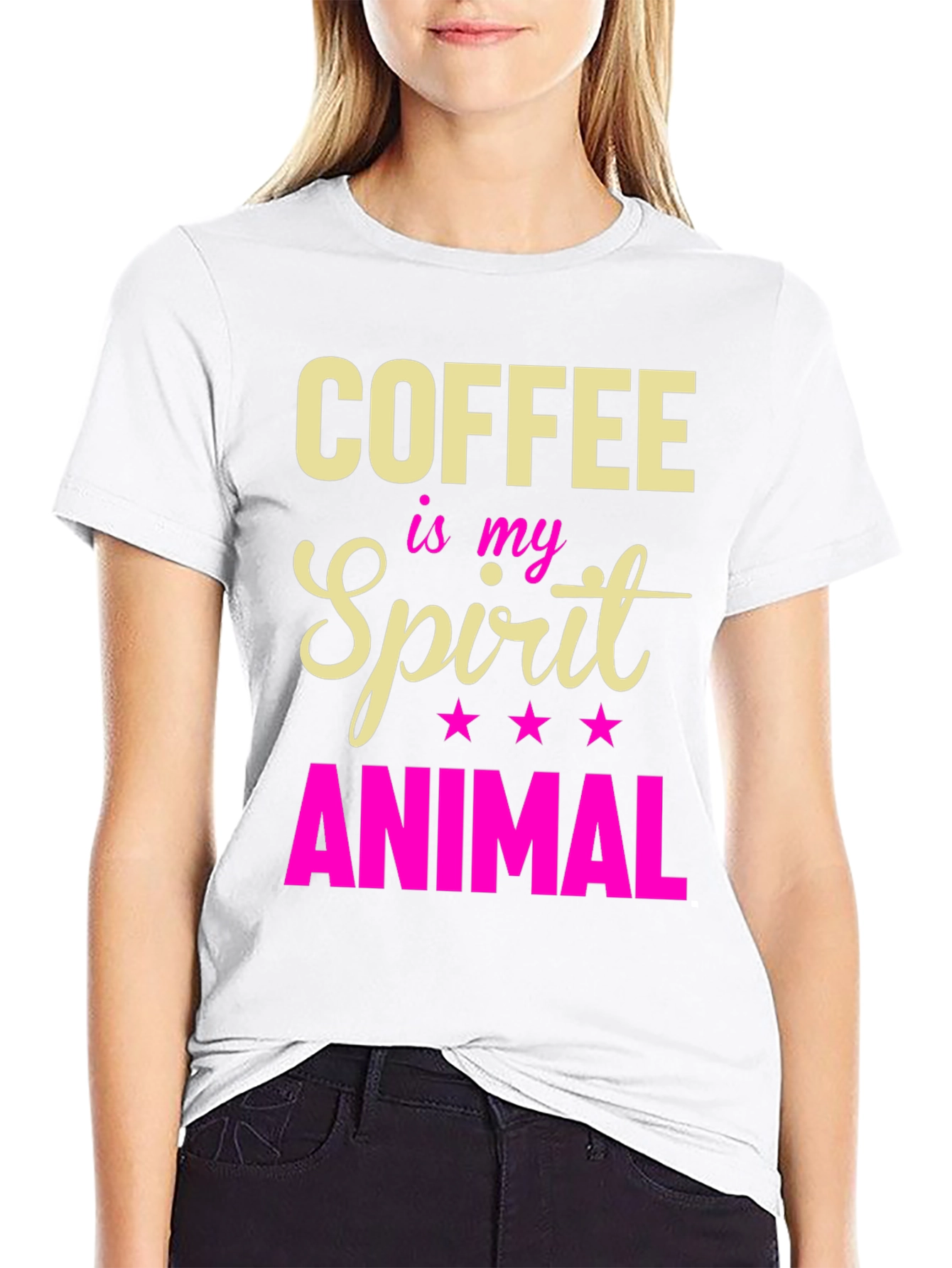 Coffee is My Spirit Animal Graphic Tee - Black
