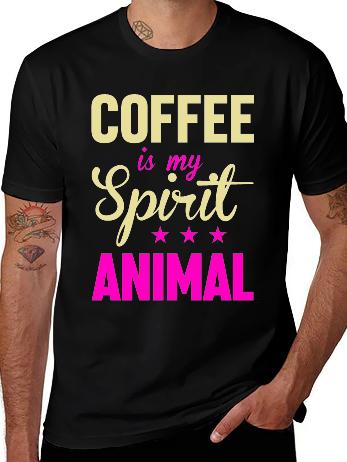 Coffee is My Spirit Animal Graphic Tee - Black