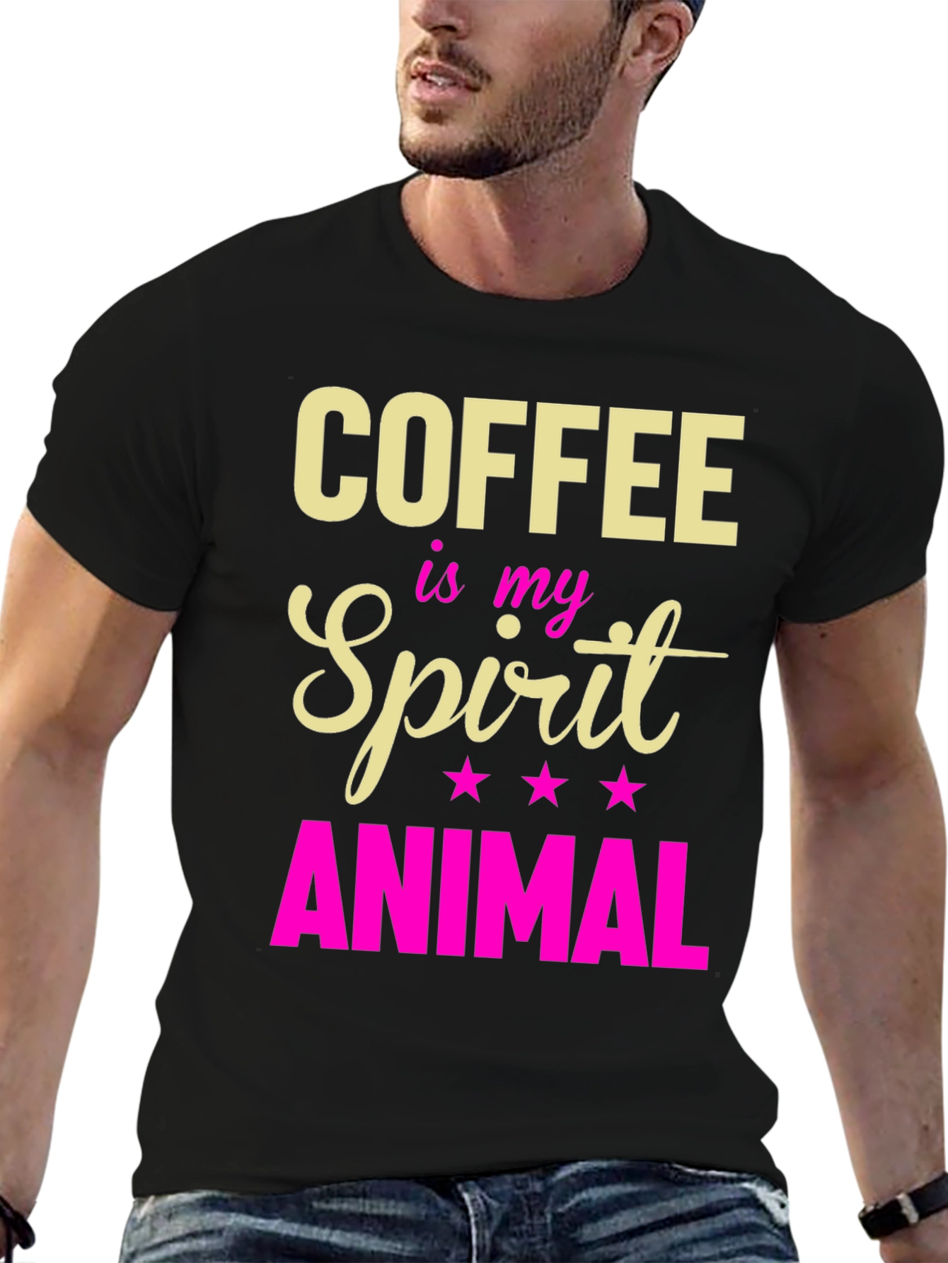 Coffee is My Spirit Animal Graphic Tee - Black
