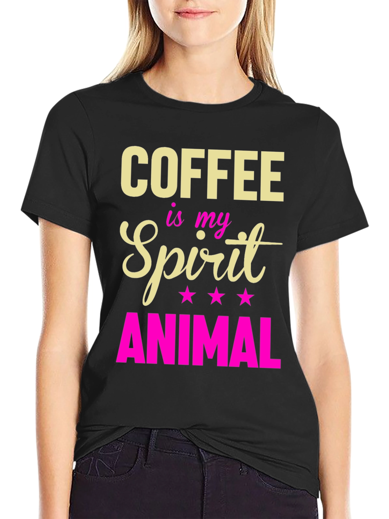 Coffee is My Spirit Animal Graphic Tee - Black