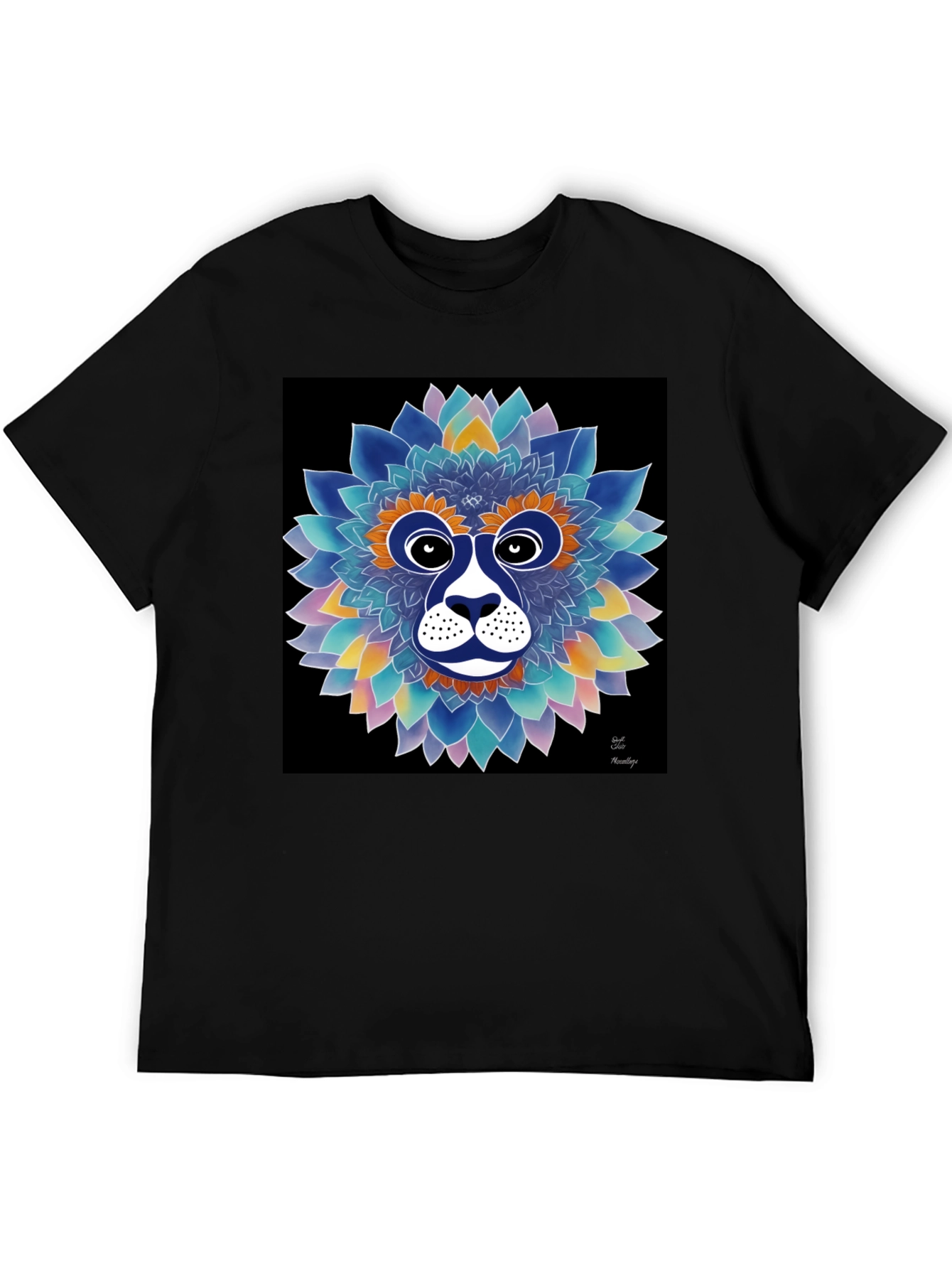Floral Lion Face Graphic T-Shirt