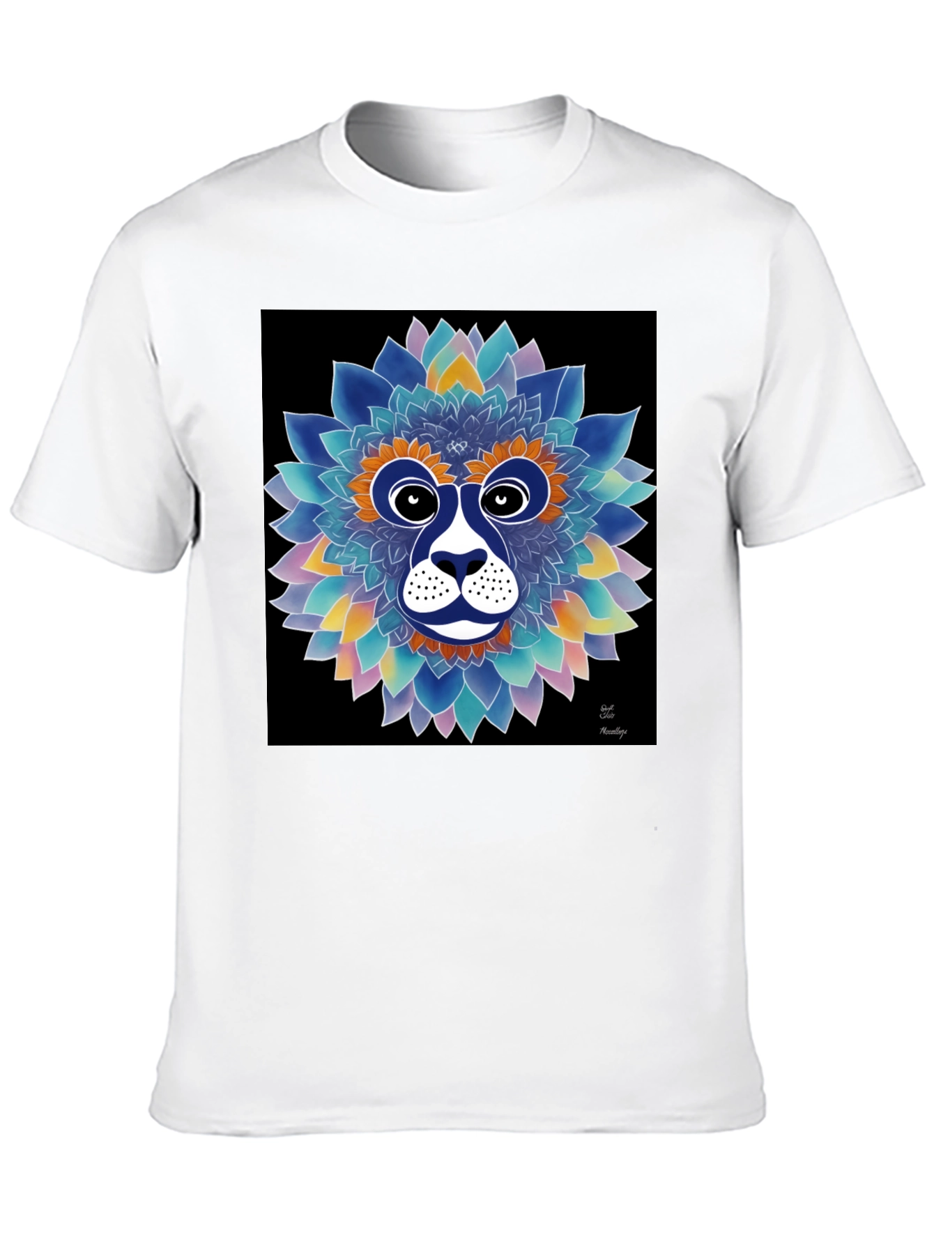 Floral Lion Face Graphic T-Shirt