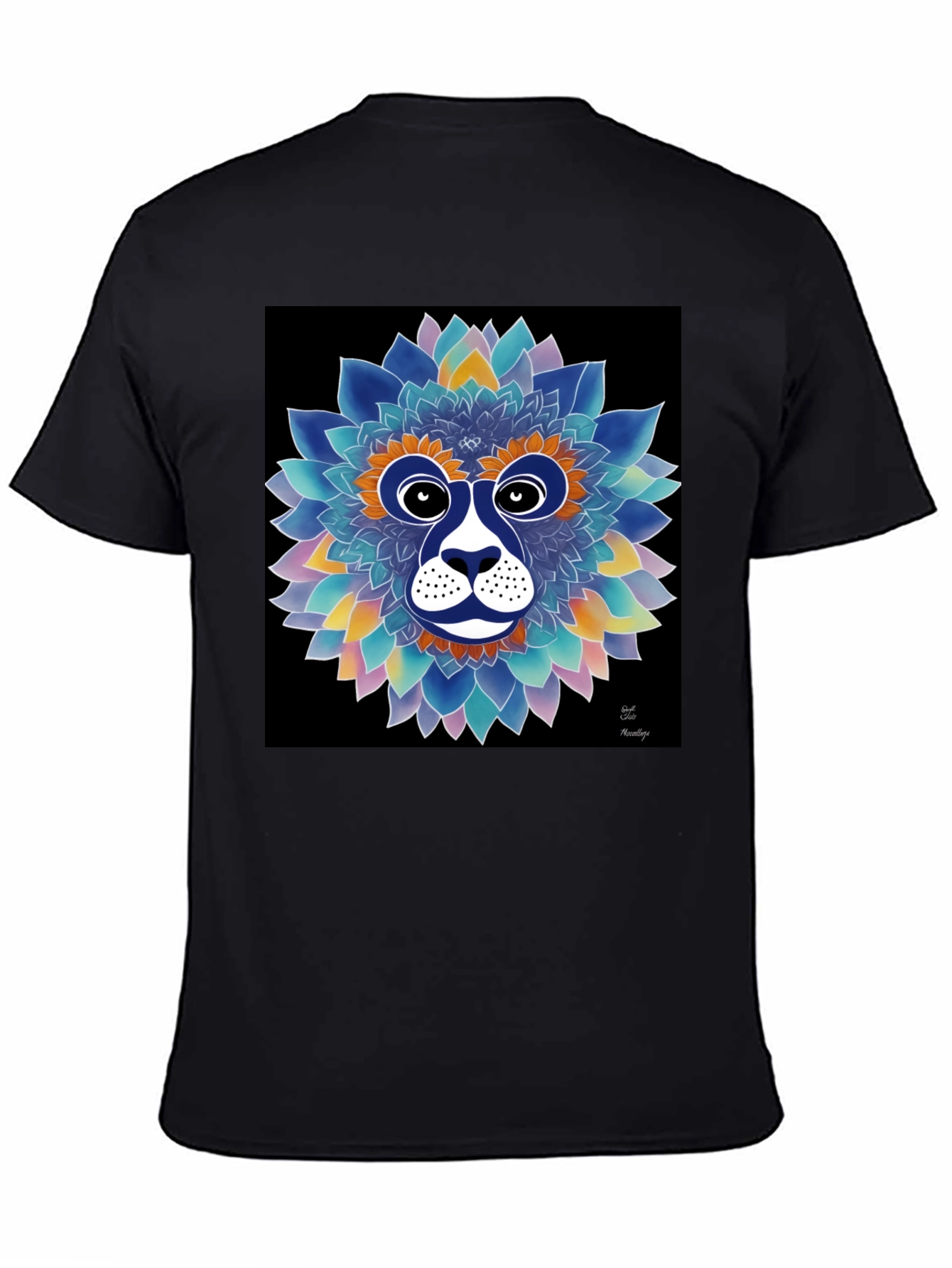 Floral Lion Face Graphic T-Shirt
