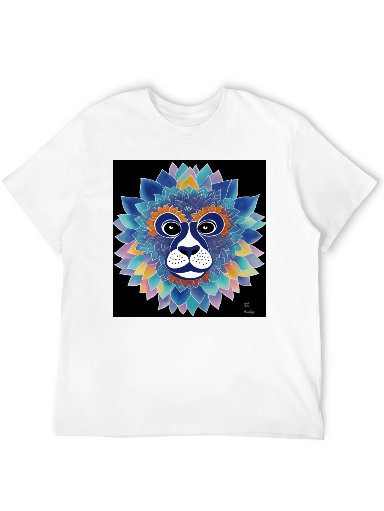 Floral Lion Face Graphic T-Shirt