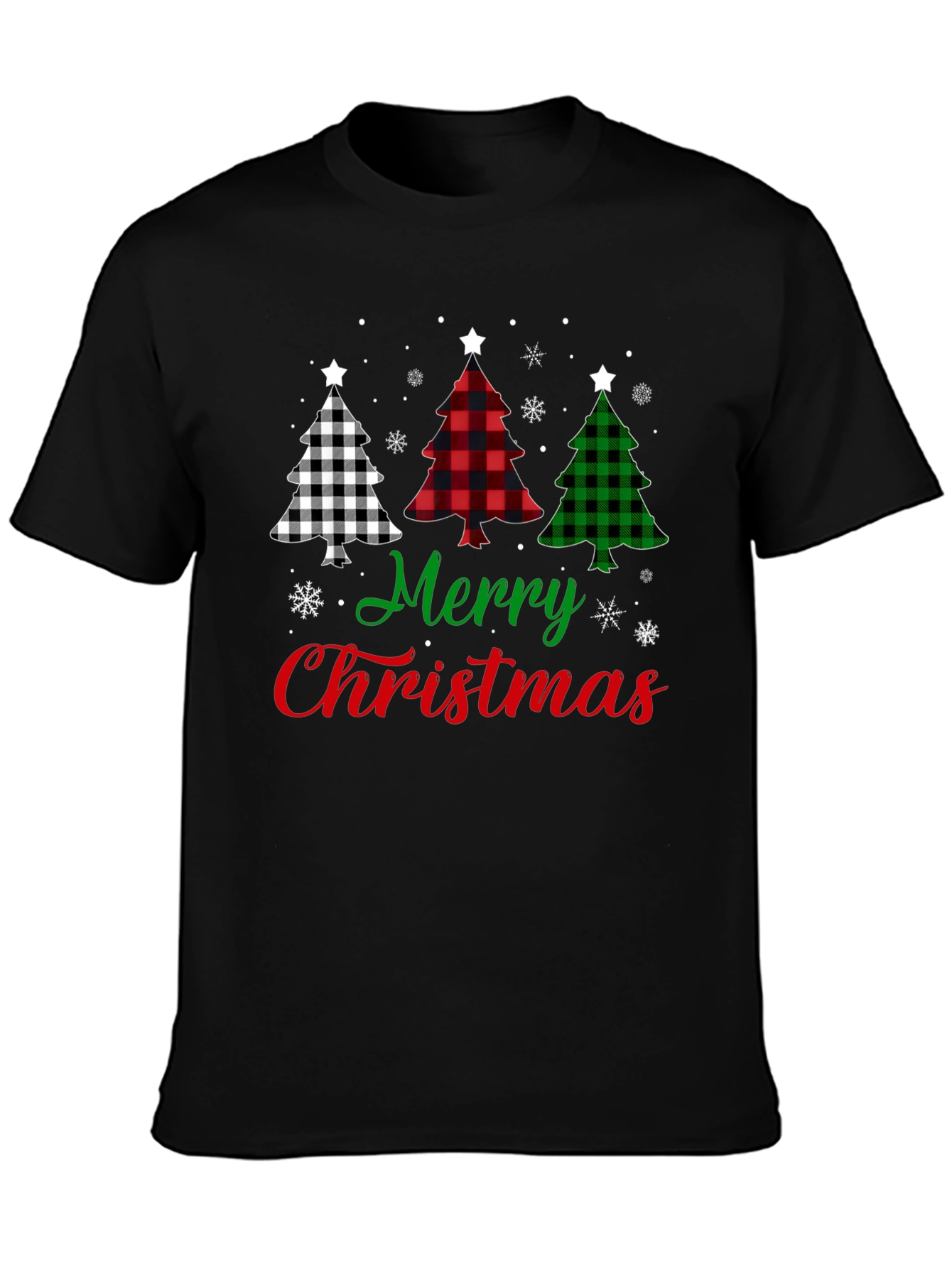 Merry Christmas Tree Plaid T-Shirt