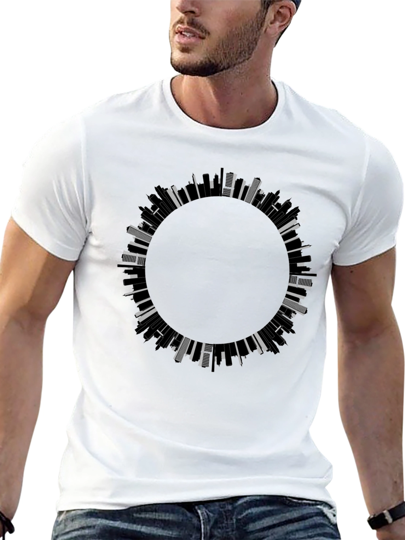Abstract Cityscape Circle Graphic Tee