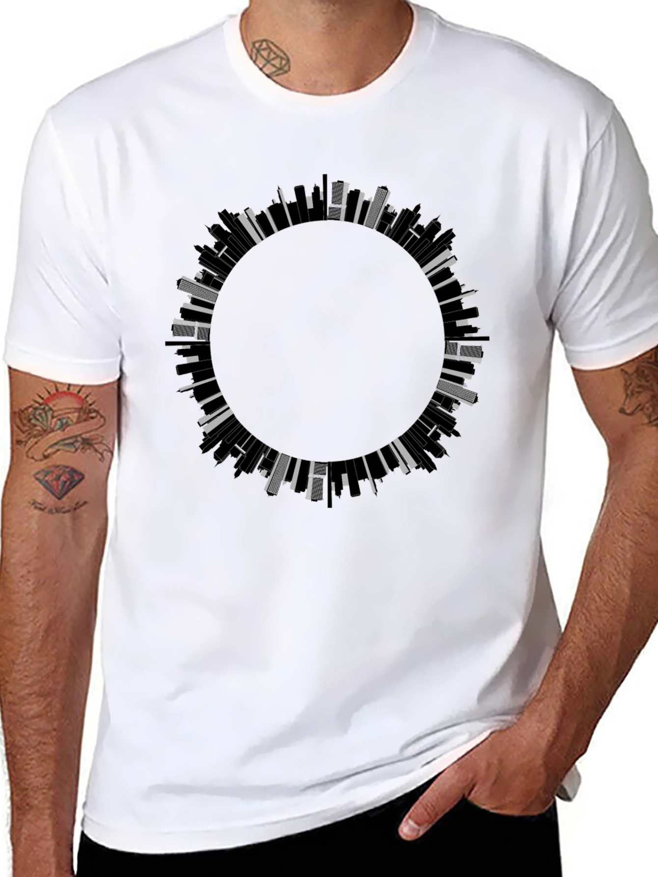 Abstract Cityscape Circle Graphic Tee
