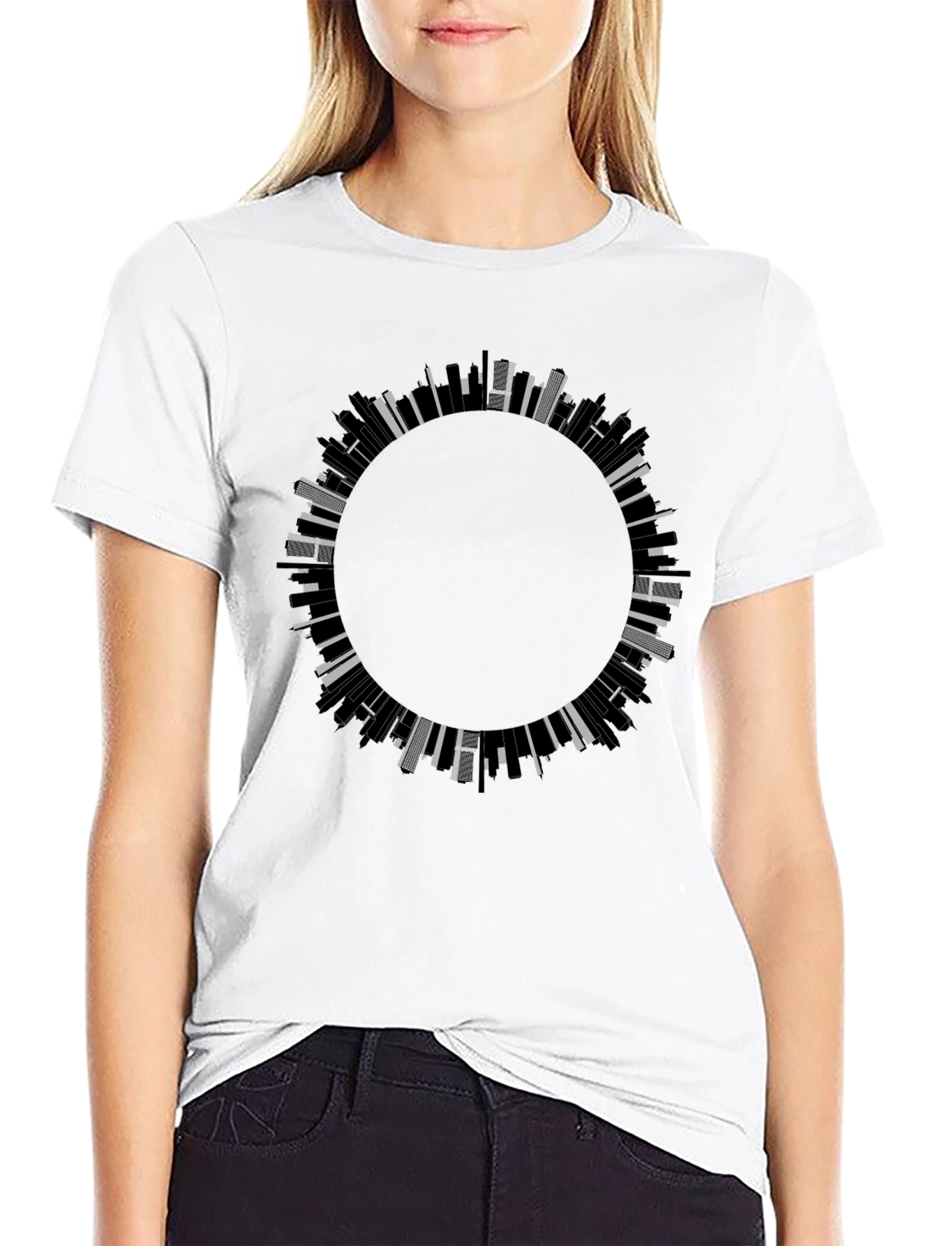 Abstract Cityscape Circle Graphic Tee