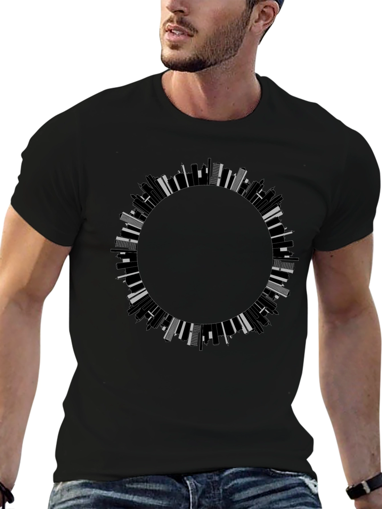 Abstract Cityscape Circle Graphic Tee