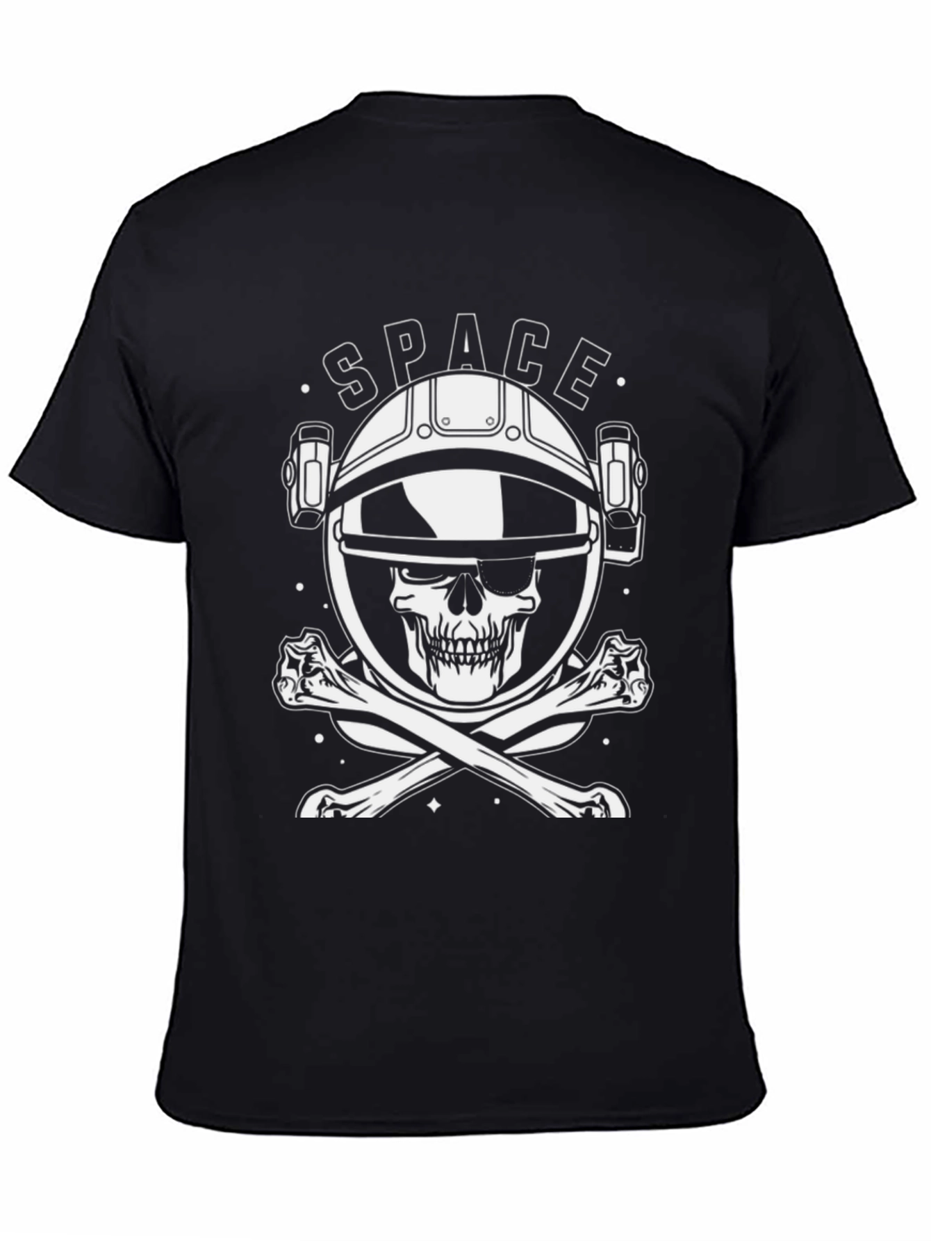 Space Skull Black T-Shirt - Astronaut Pirate Style