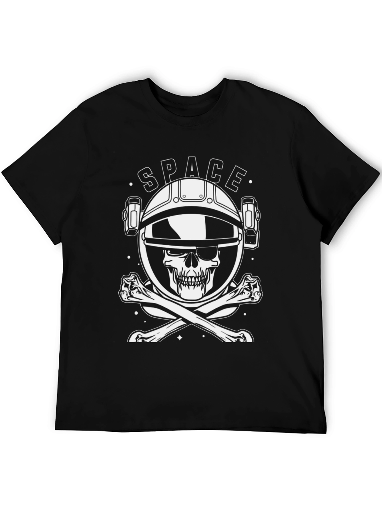 Space Skull Black T-Shirt - Astronaut Pirate Style