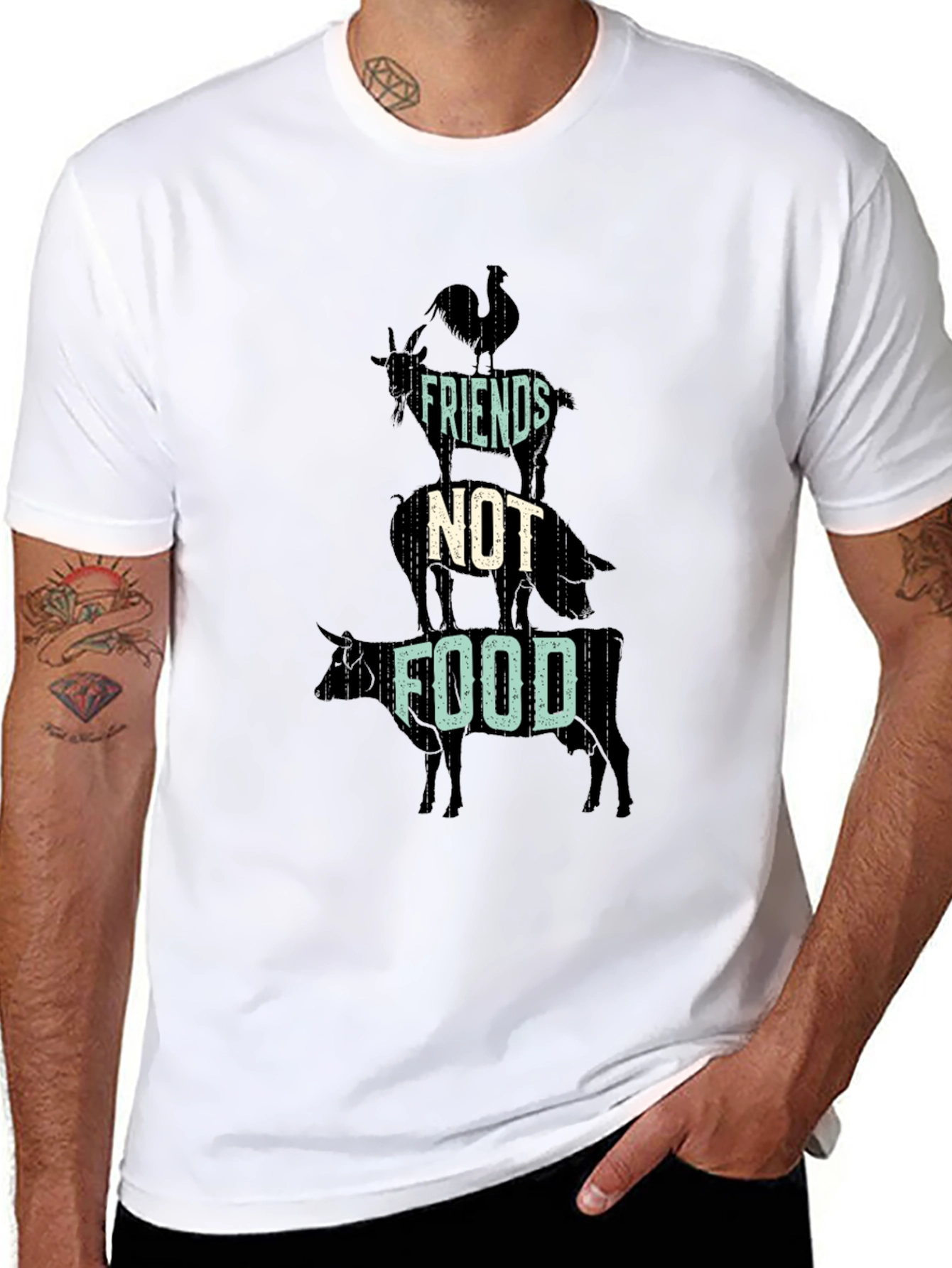 Friends Not Food T-Shirt - Vegan Animal Lover Tee