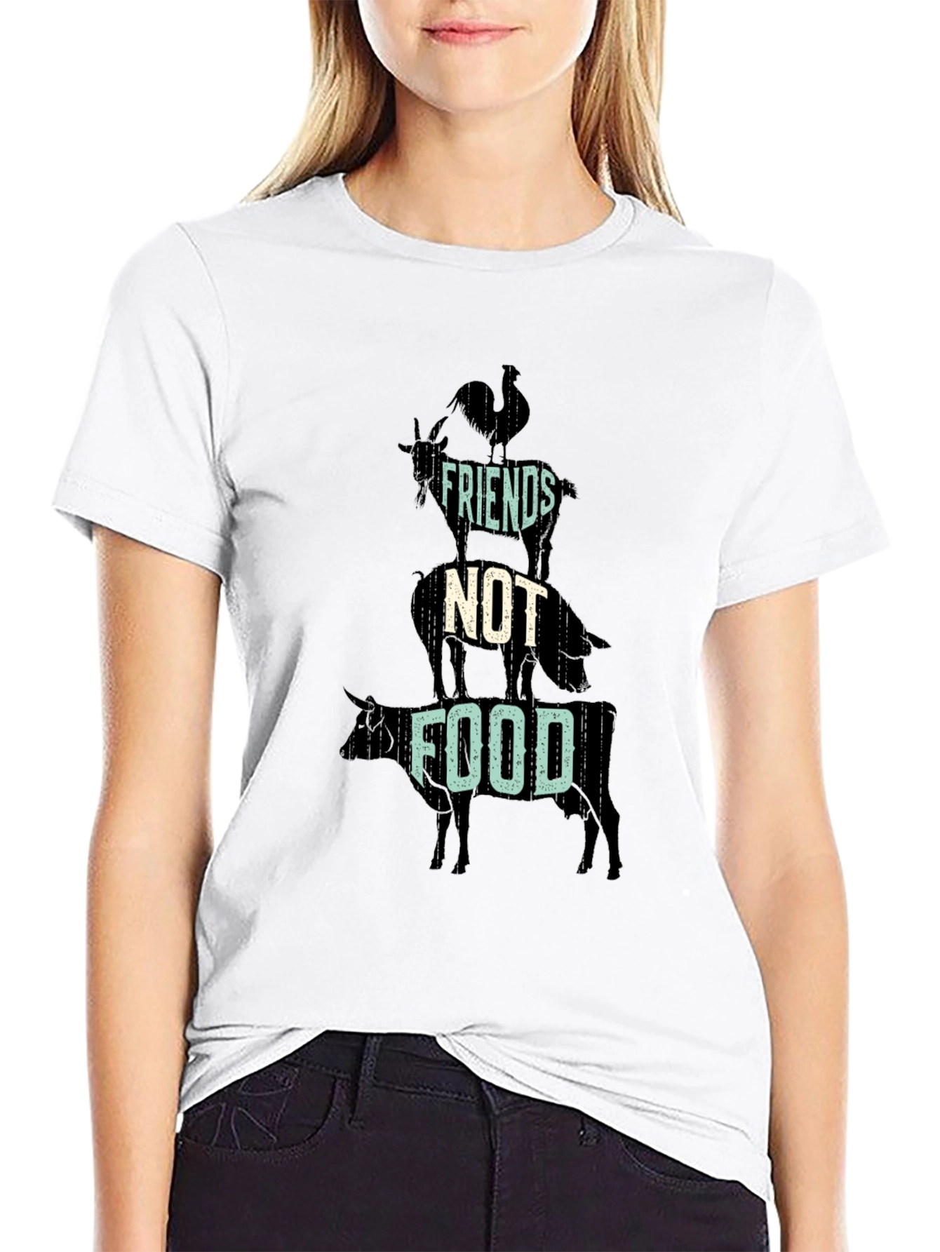 Friends Not Food T-Shirt - Vegan Animal Lover Tee