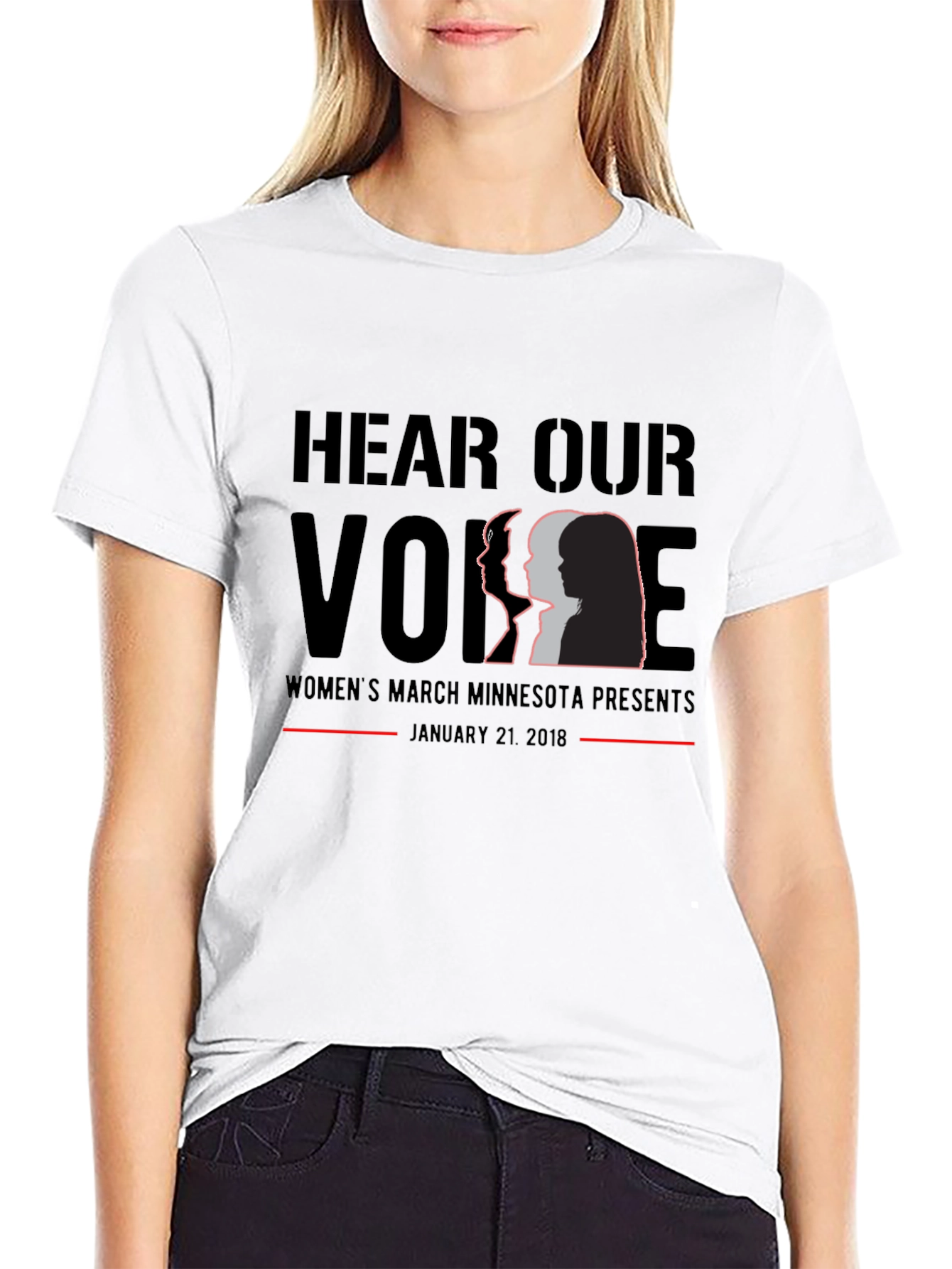 Hear Our Voice Womens March Black T-Shirt