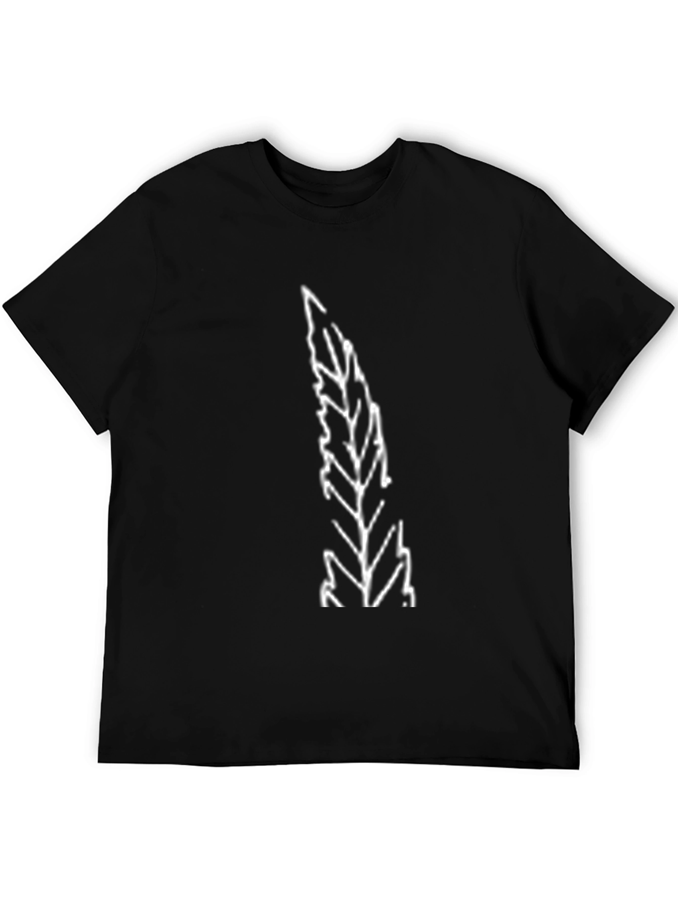 Black Tee with Abstract Leaf Print