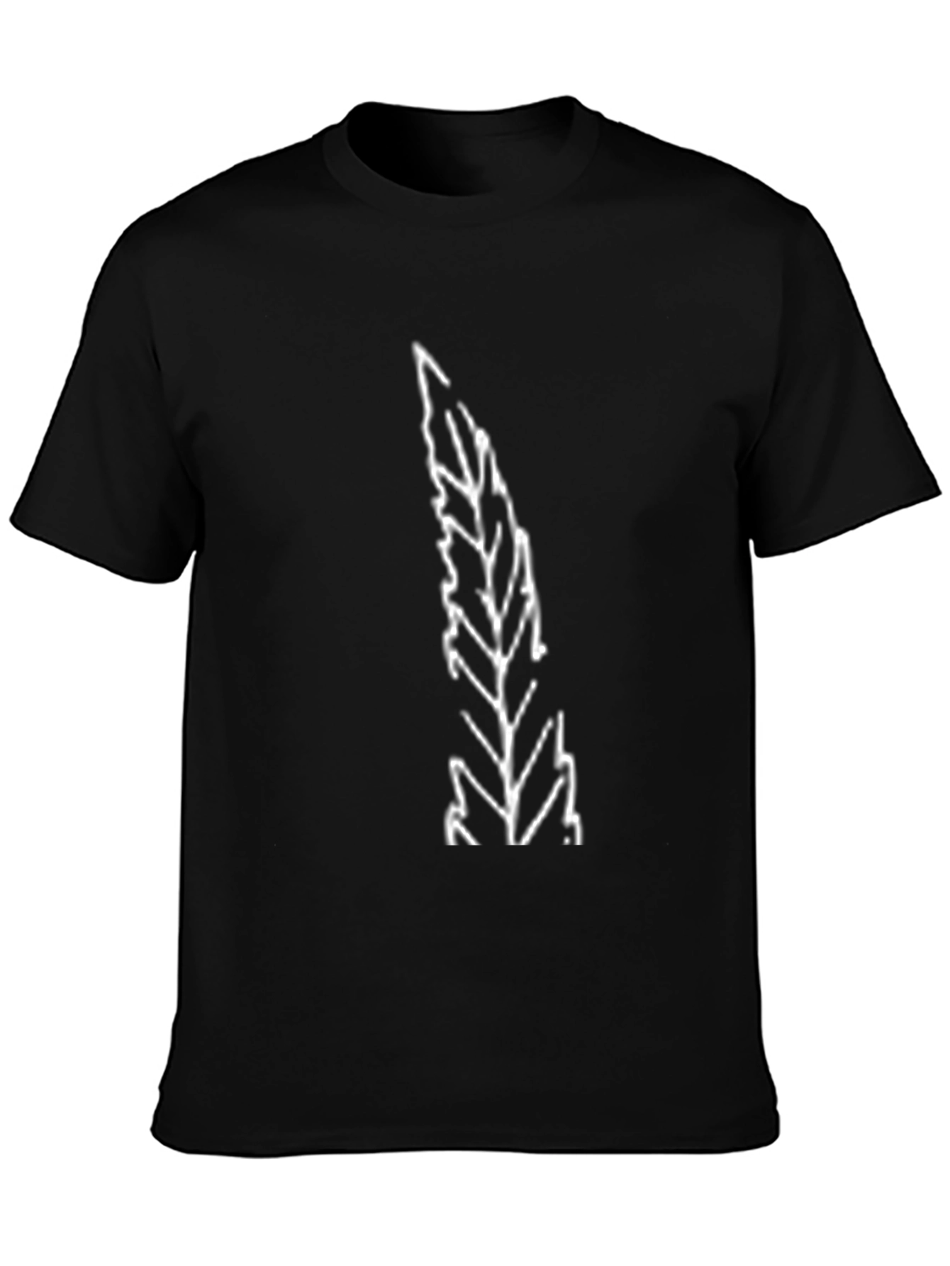 Black Tee with Abstract Leaf Print