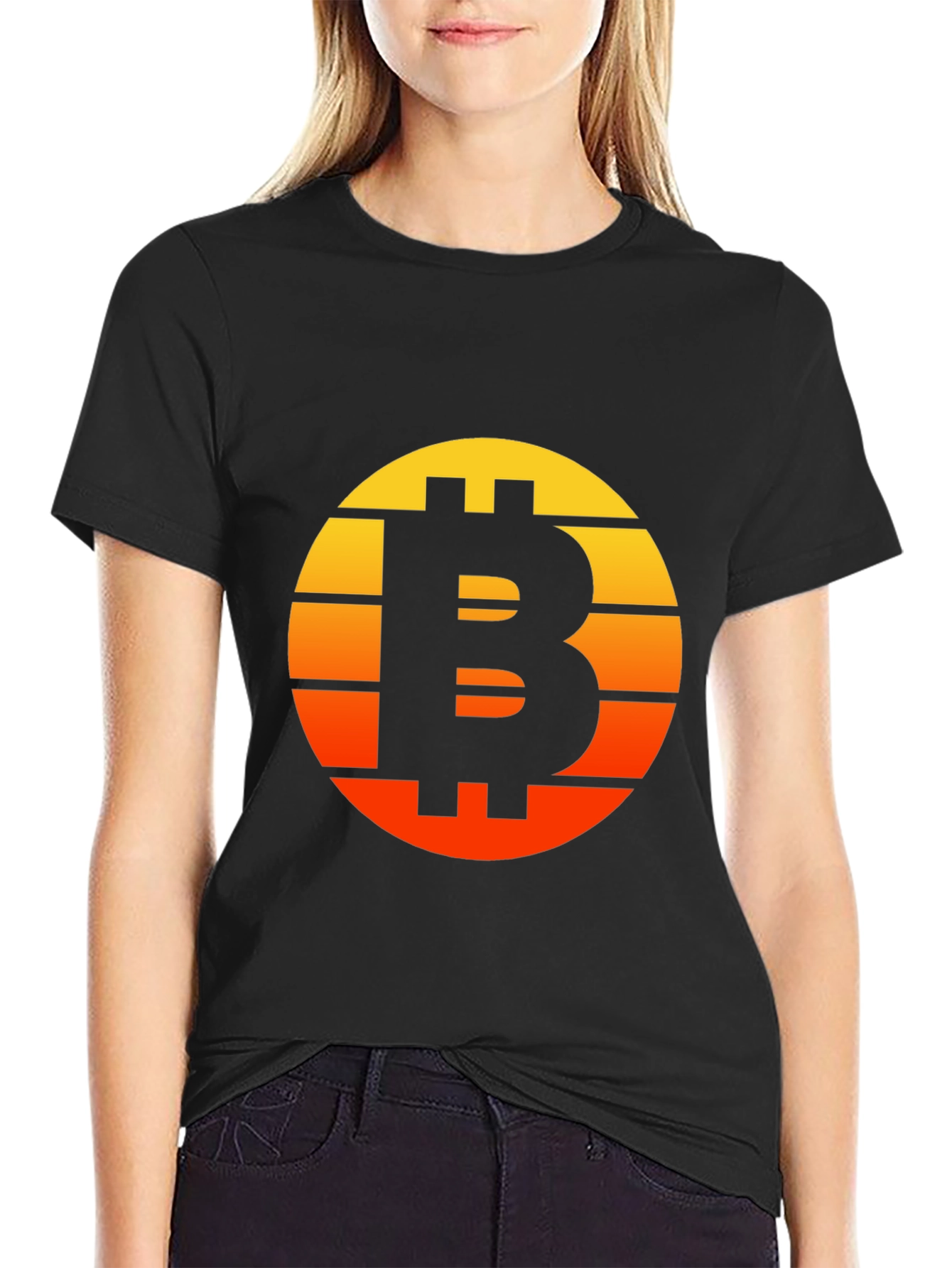 Bitcoin Sunset Graphic Tee - Black Crypto Shirt