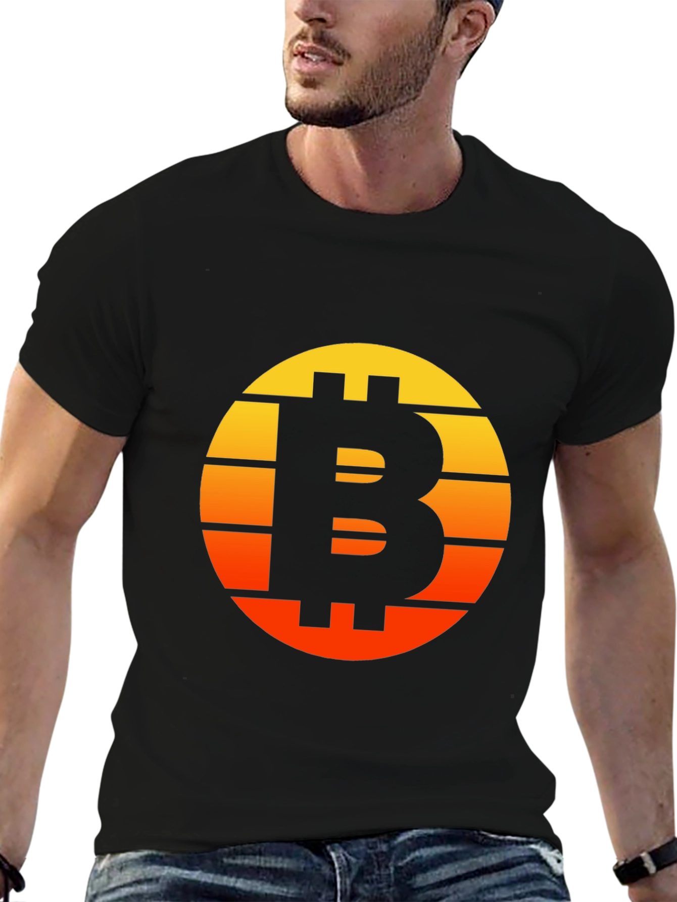 Bitcoin Sunset Graphic Tee - Black Crypto Shirt