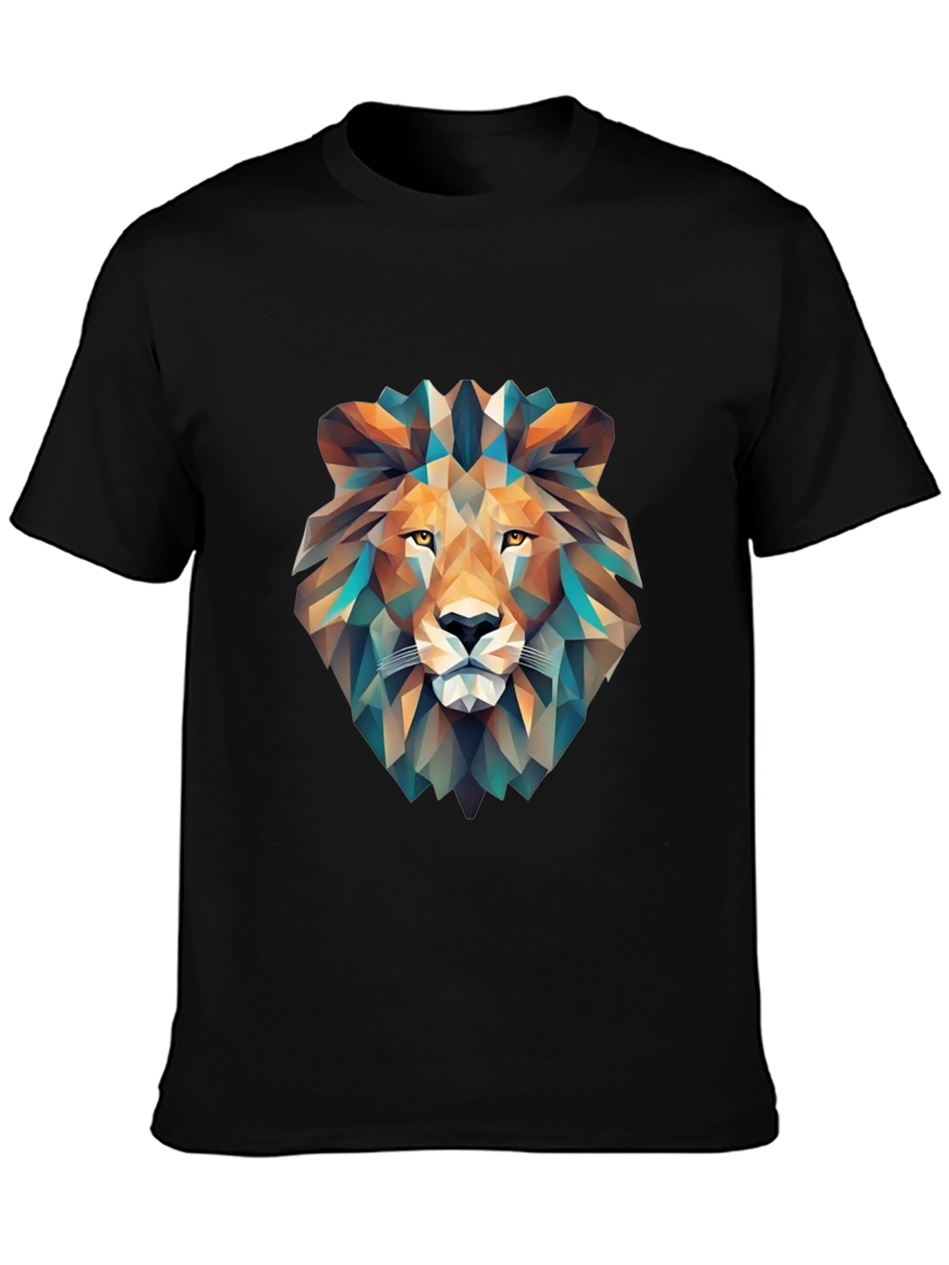 Geometric Lion Graphic T-Shirt - Black