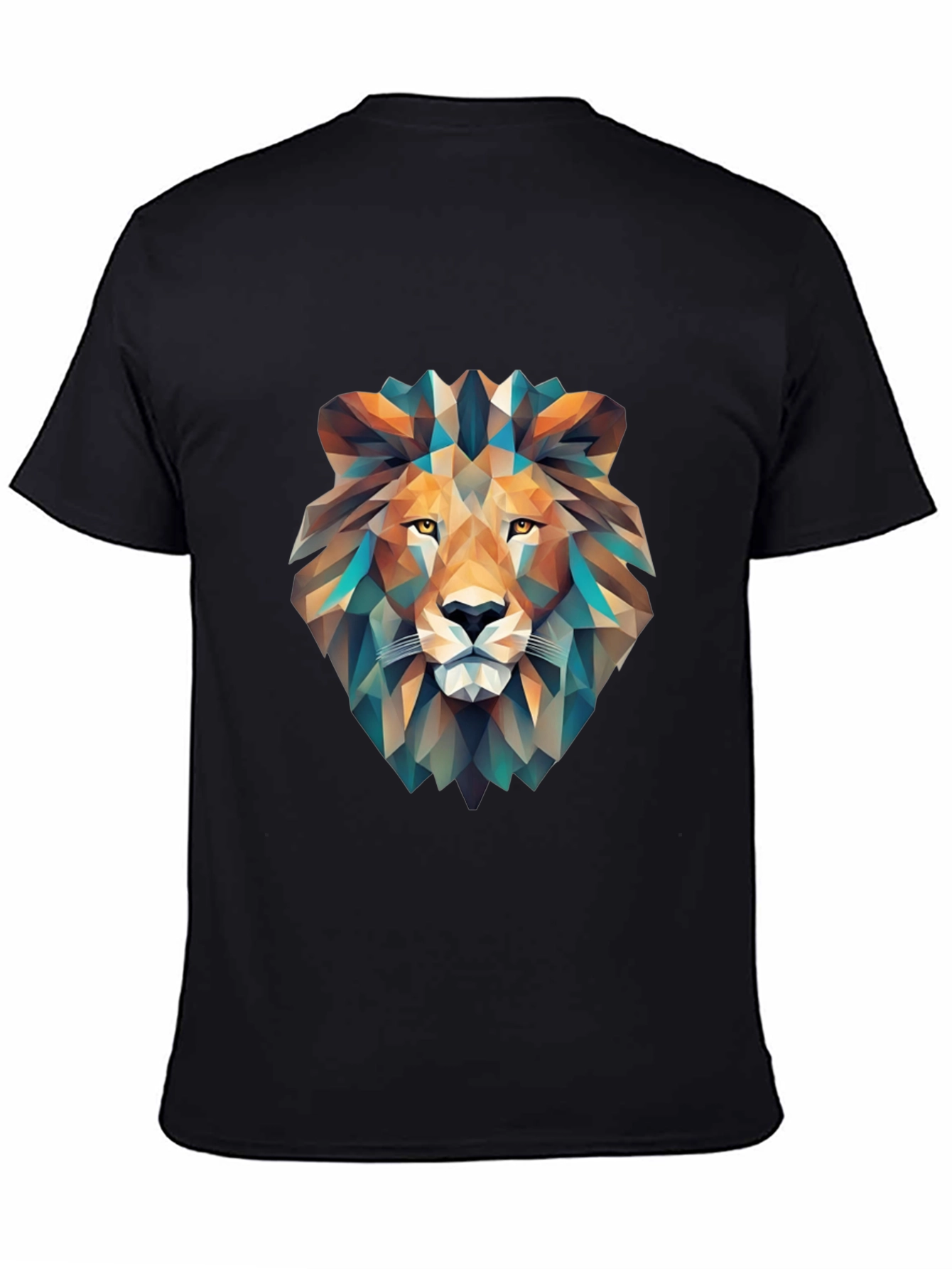 Geometric Lion Graphic T-Shirt - Black