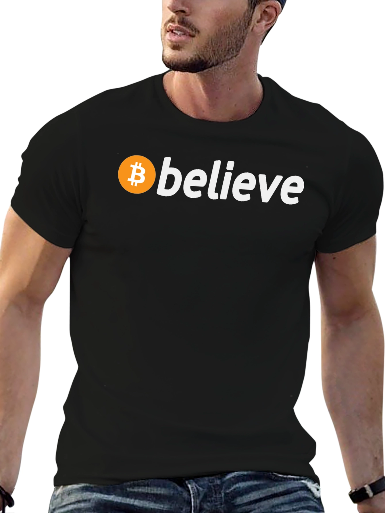 Believe in Bitcoin Black T-Shirt Crypto Fan